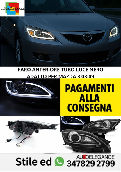 😎FARO ANTERIORE TUBO LUCE NERO ADATTO PER MAZDA 3 03-09😎