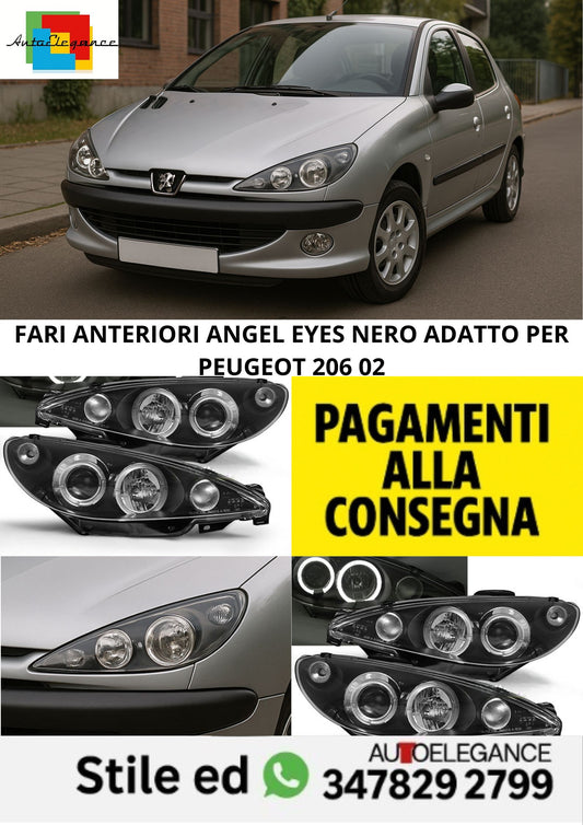 ⭐FARI ANTERIORI ANGEL EYES NERO ADATTO PER PEUGEOT 206 02⭐