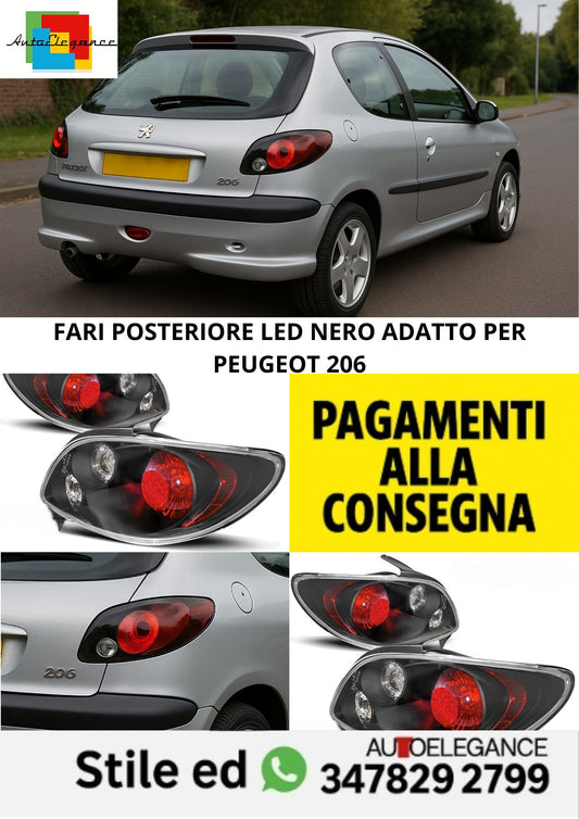 ⭐FARI POSTERIORE LED NERO ADATTO PER PEUGEOT 206⭐