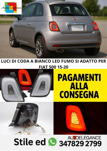 🤩Luci di coda a bianco LED Fumo Si Adatto Per FIAT 500 15-20🤩