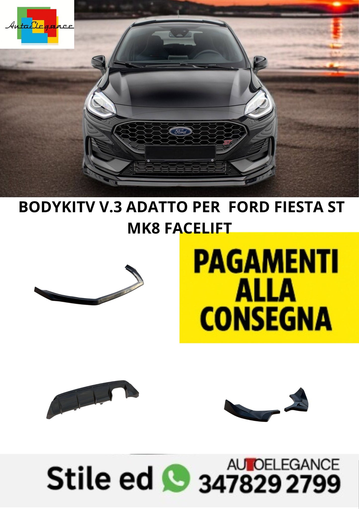 😍Bodykit V.3 Adatto Per Ford Fiesta ST Mk8 Facelift😍