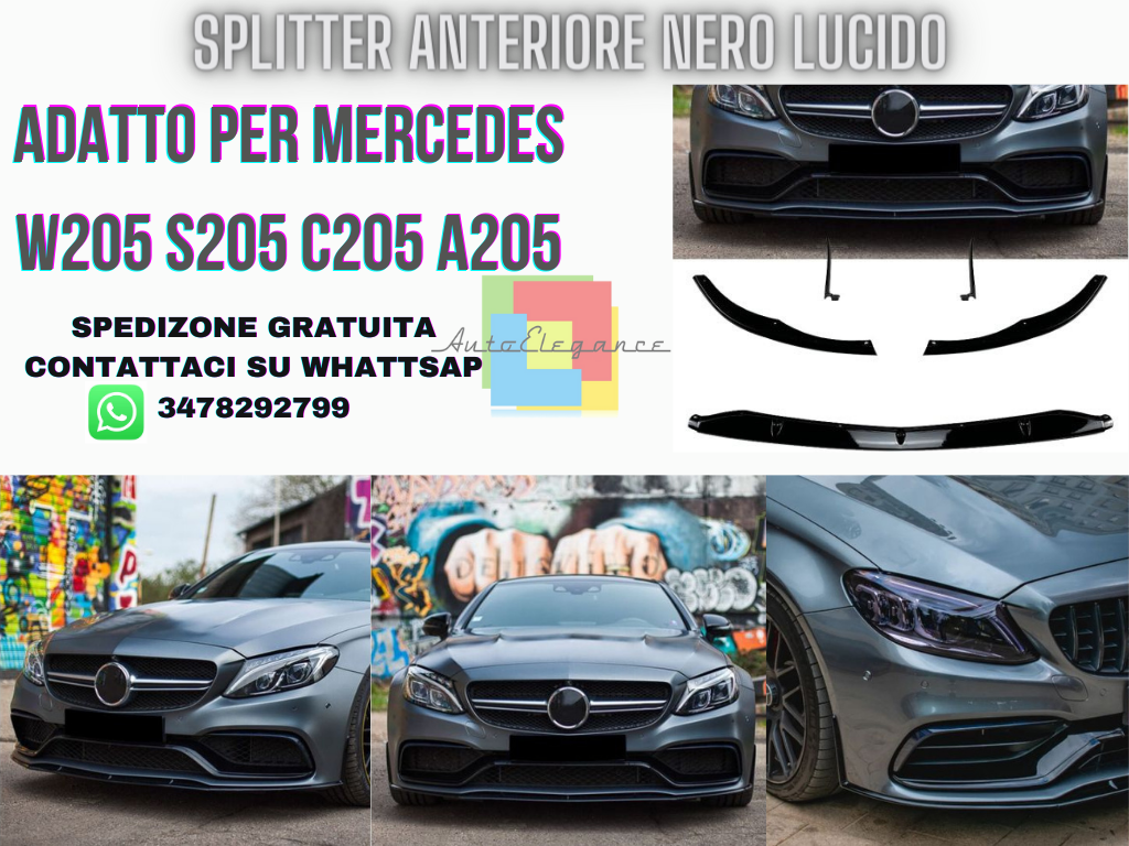 SPLITTER adatto per Mercedes W205 S205 C205 A205 solo C63 AMG