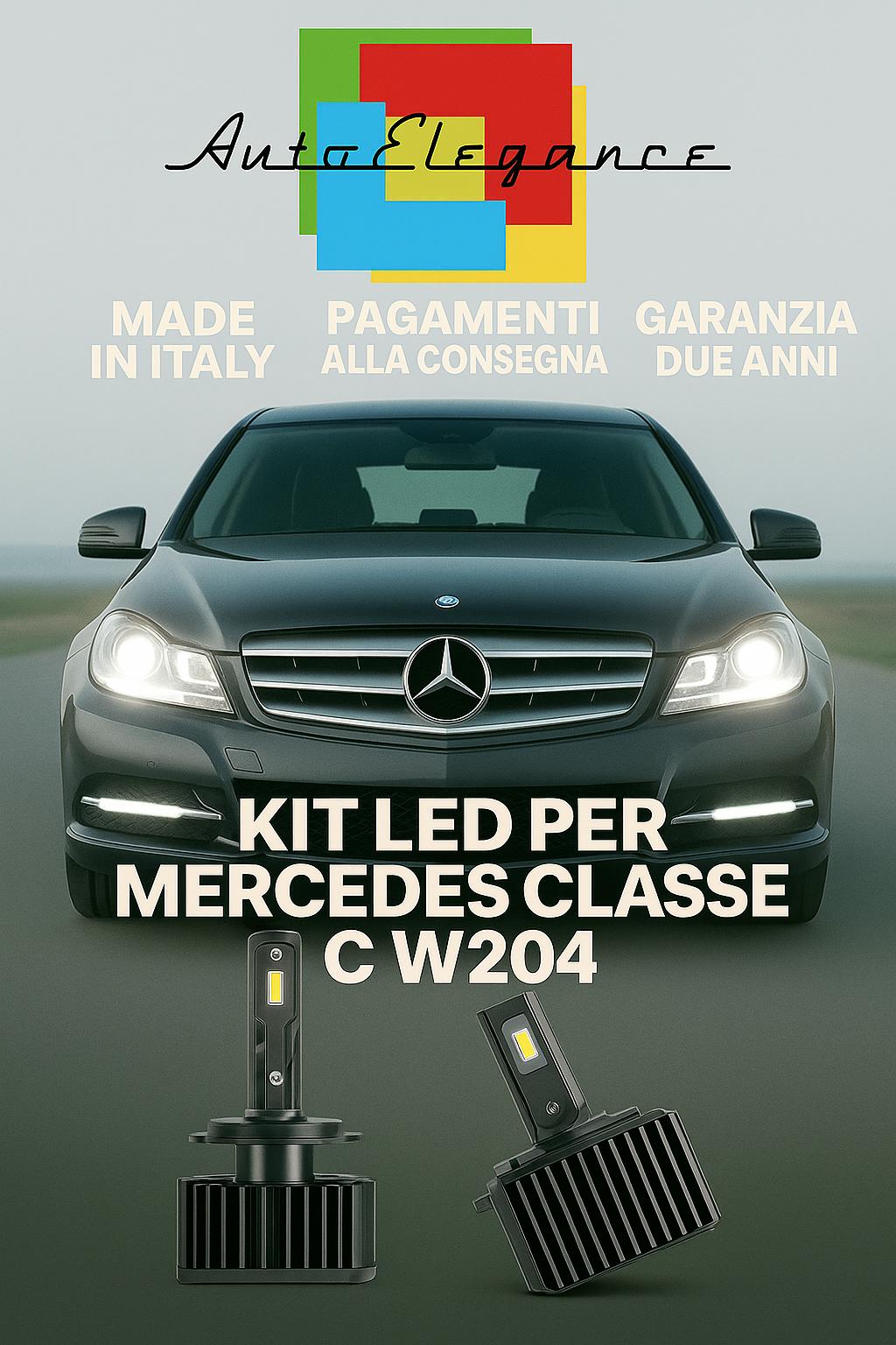 🔥 KIT LED D1S 6000K BIANCO Anabbaglianti + Fendinebbia per Mercedes Classe C 🔥