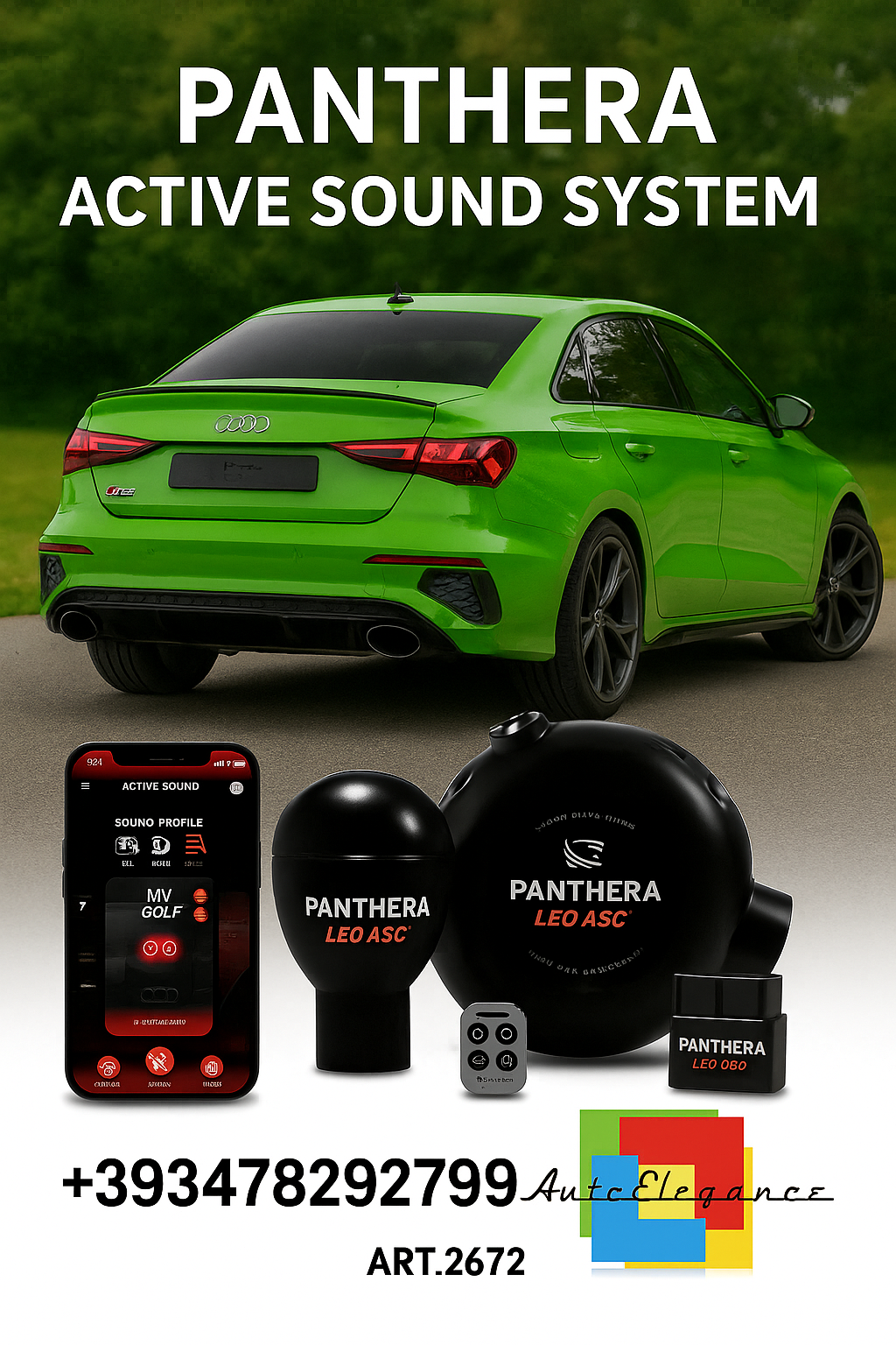 💥💣 ART.2672 PANTHERA SOUND SYSTEM ADATTO PER AUDI  A3 / S3 / RS3 💣💥