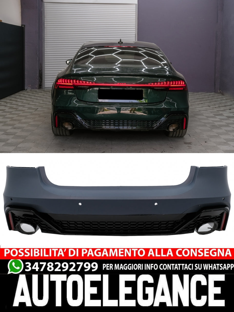 Rear bumper suitable for Audi A7 4K8 Sportback (2018 onwards) RS Design