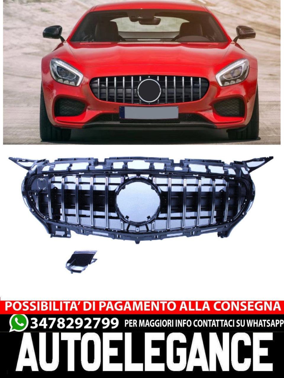 🔥Griglia compatibile con Mercedes-Benz amg GT C190 coupe cromata 2 porte 2014🔥