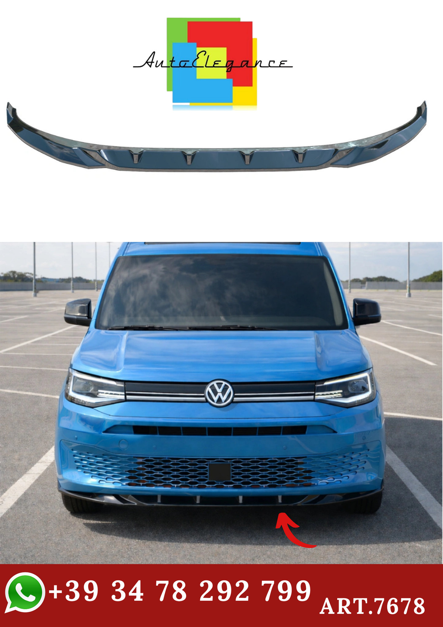 🔥ART.7678 SPLITTER ANTERIORE ADATTO PER VW CADDY Mk5 (2021+)🔥