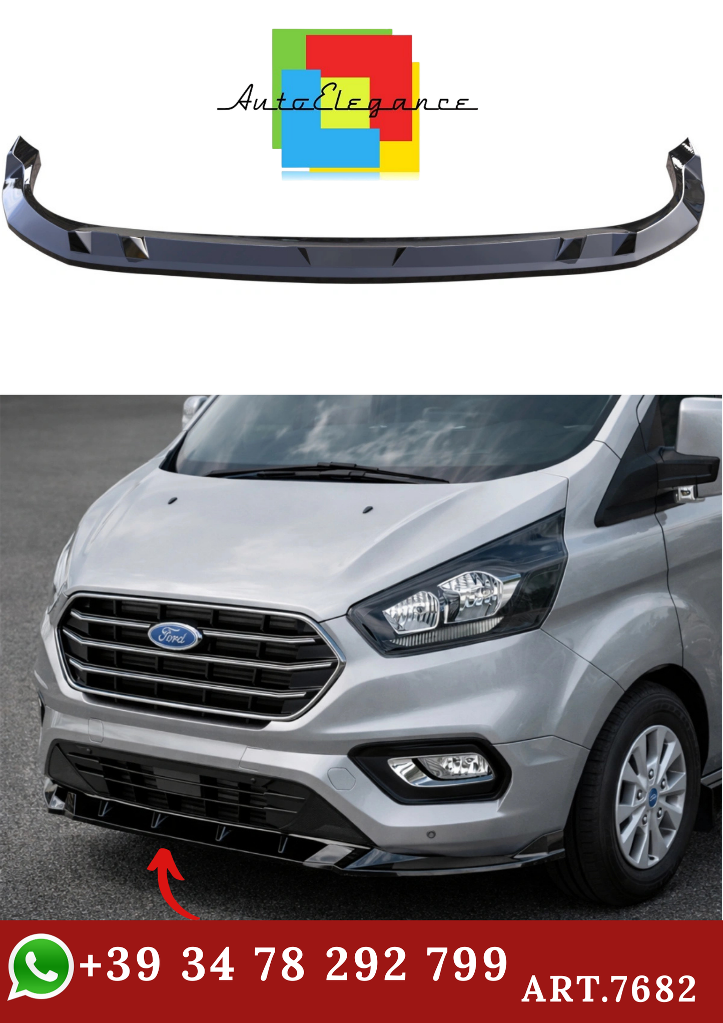 🔥ART.7682 SPLITTER ANTERIORE ADATTO PER  FORD TRANSIT Mk9 (2020+)🔥