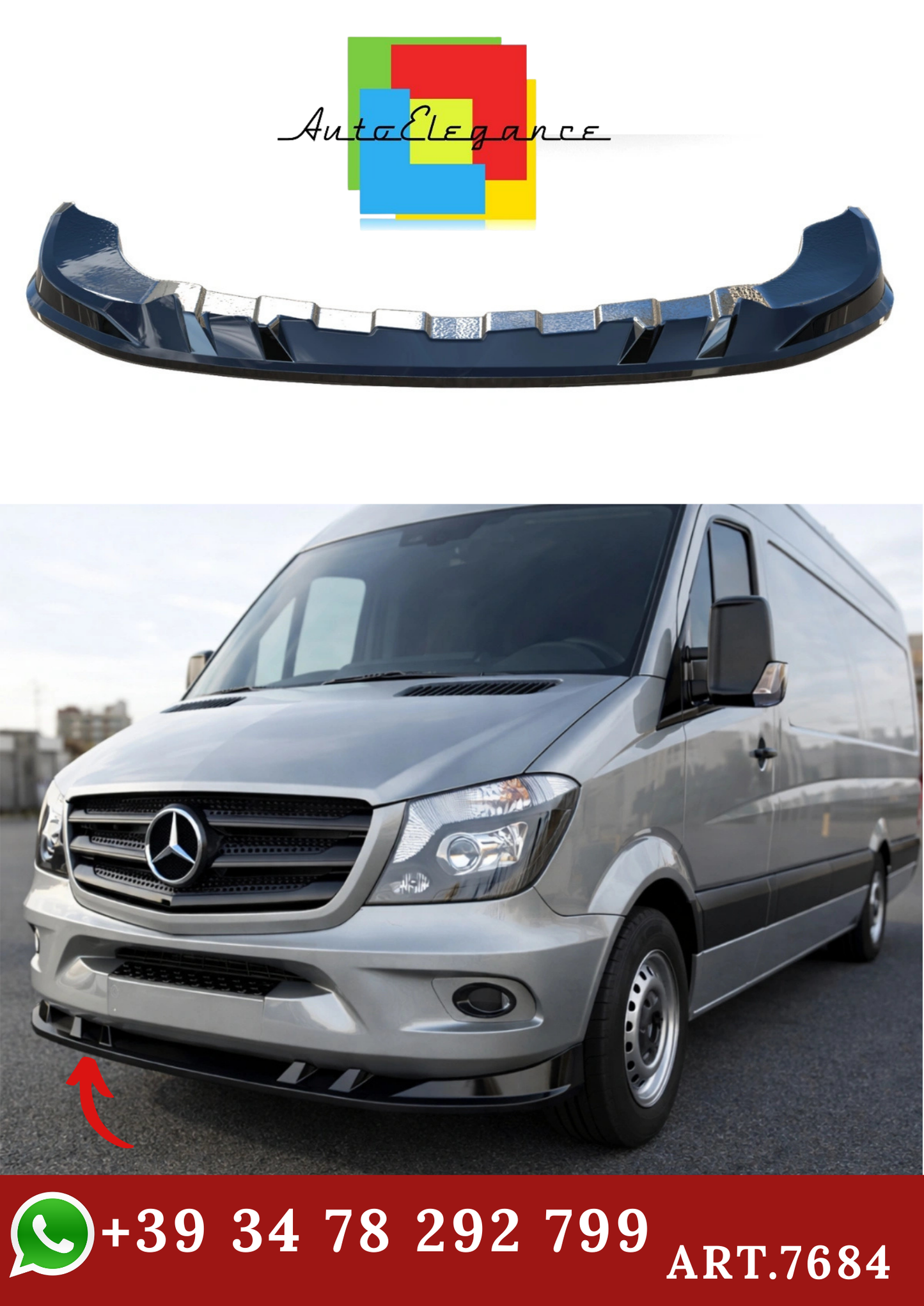 🔥ART.7684 SPLITTER ANTERIORE ADATTO PER MERCEDES SPRINTER W906 (2014-2018)🔥
