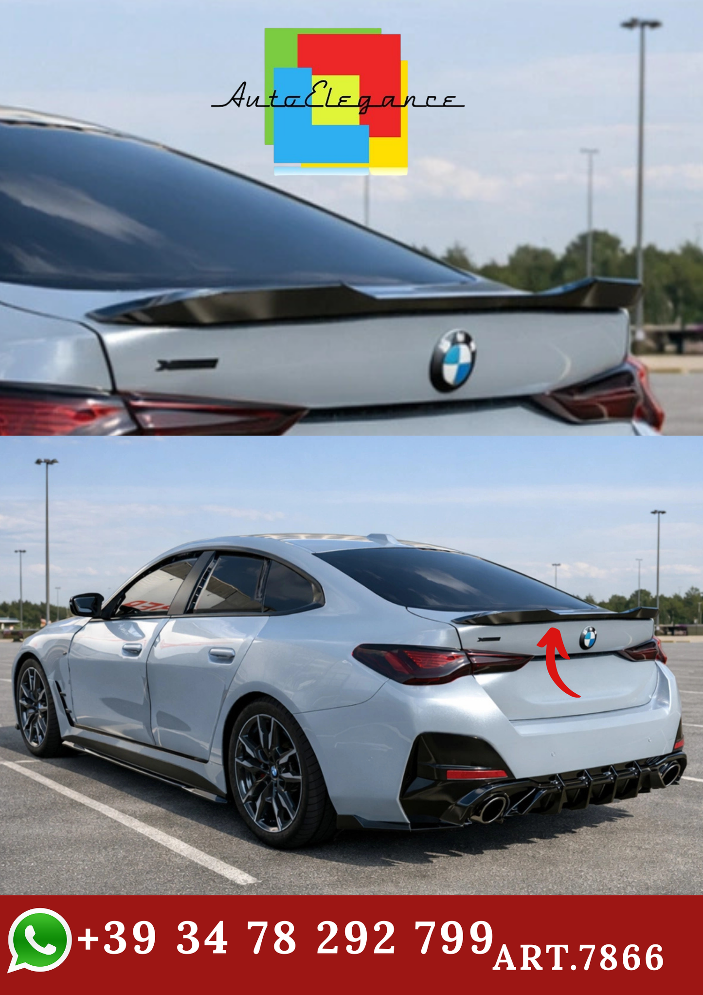 🔥ART.7866  SPOILER POSTERIORE ADATTO PER BMW 4 SERIES G26 GRAN COUPE (2021+)🔥