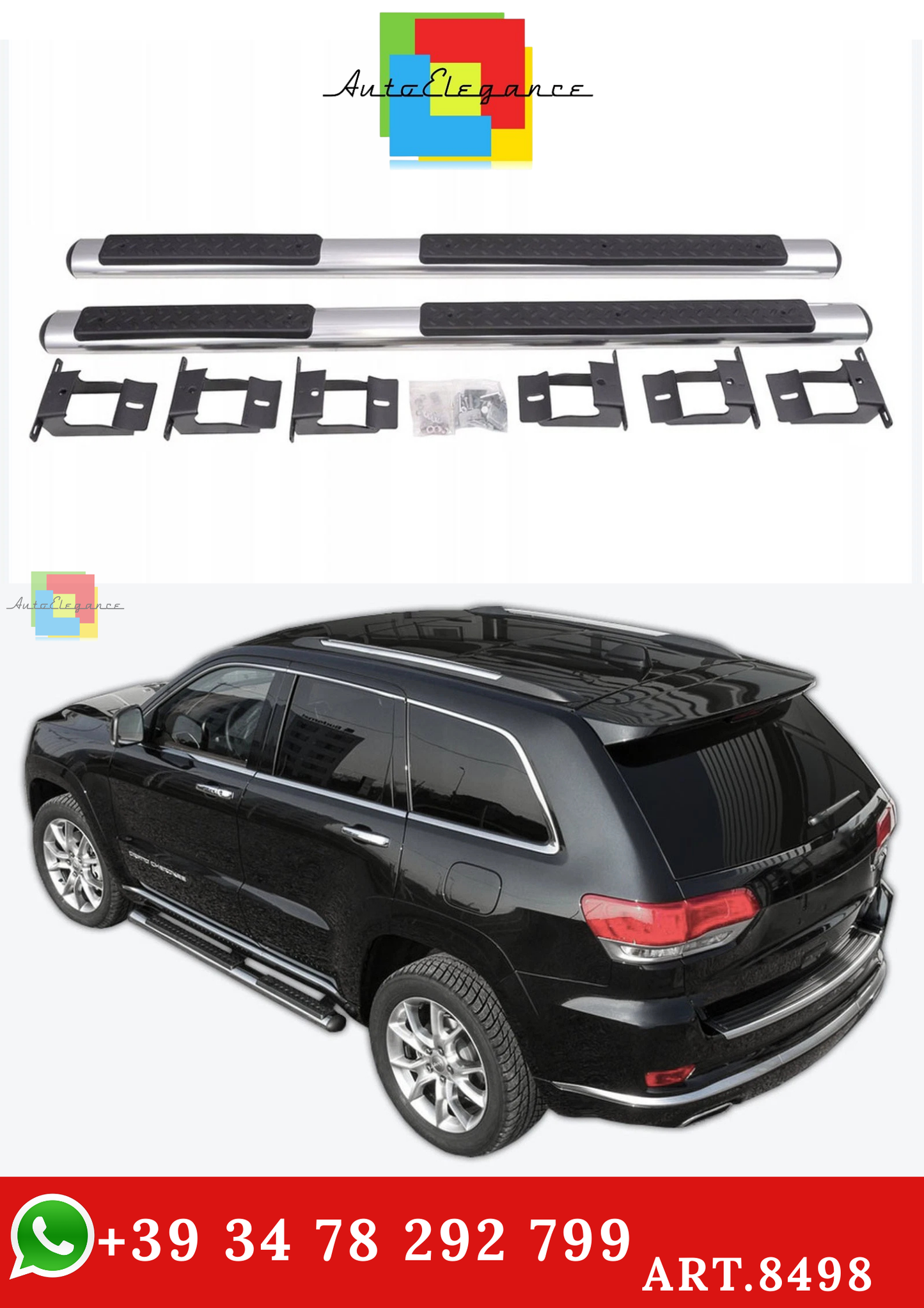 🔥ART.8498 BARRE LATERALI PEDANE INOX ADATTO PER JEEP GRAND CHEROKEE 2011-2024🔥