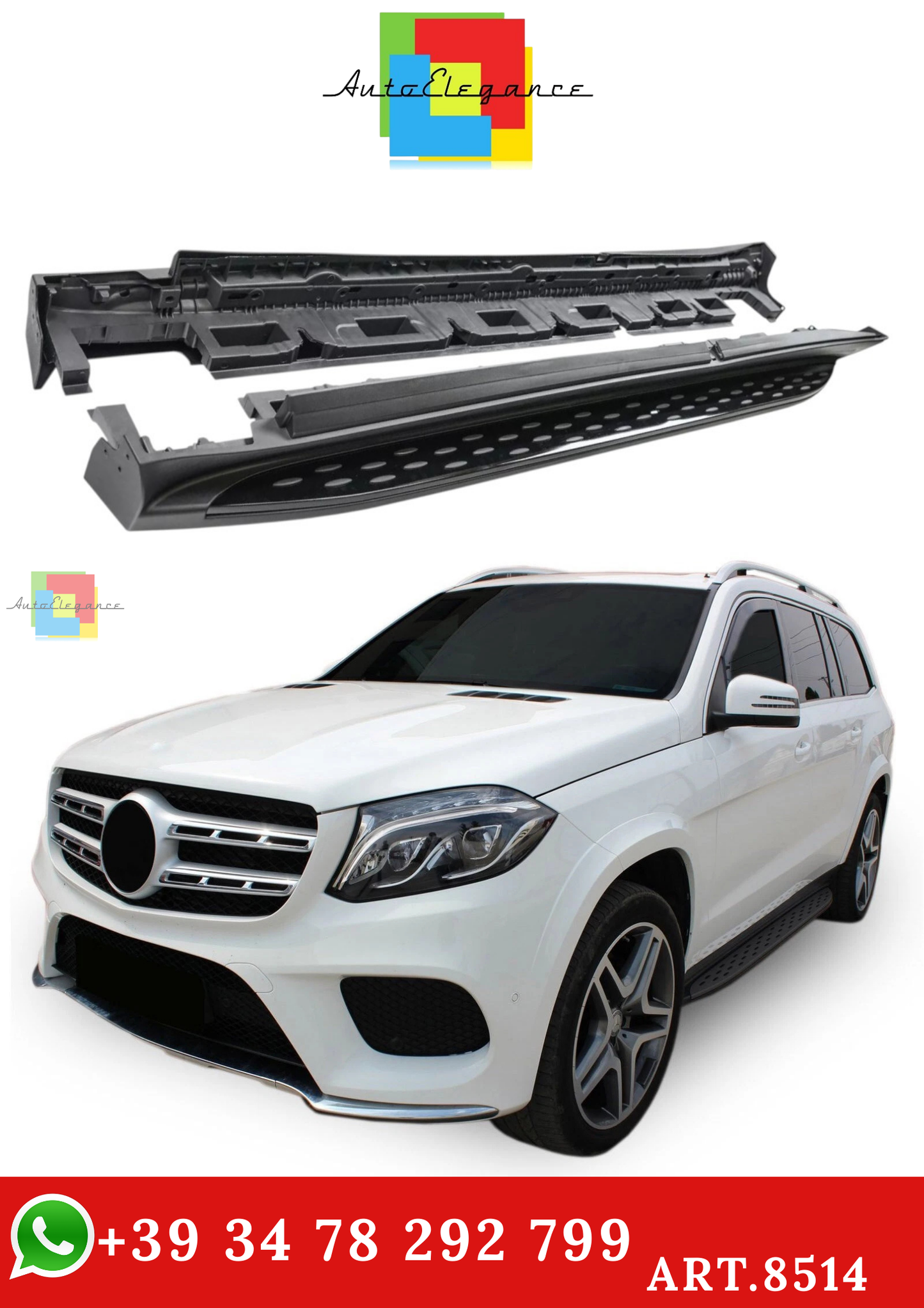 🔥ART.8514 PEDANE LATERALE SOTTOPORTA PER MERCEDES GL X166 2013-2019 NERO🔥