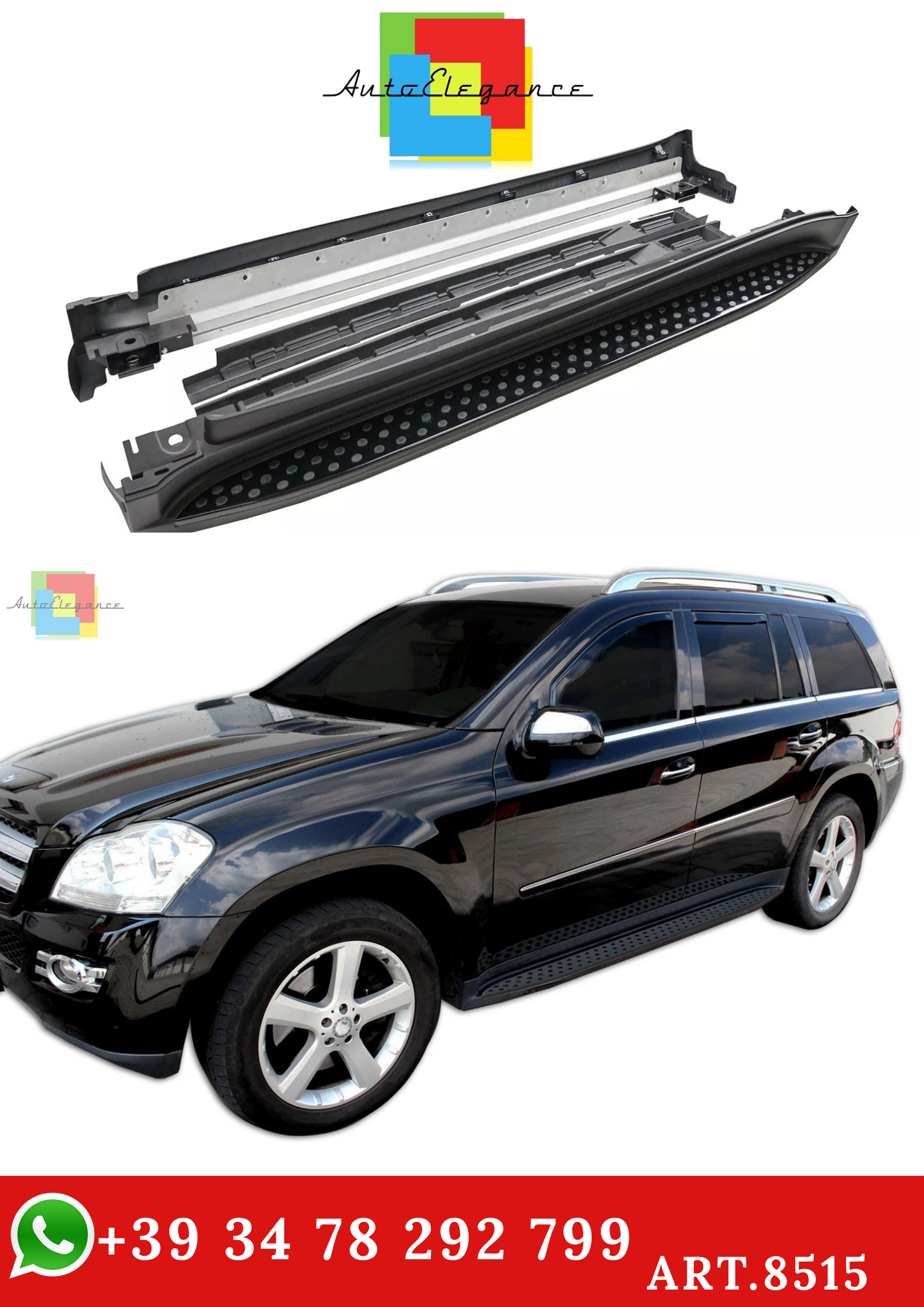 🔥ART.8515 PEDANE LATERALE SOTTOPORTA PER MERCEDES GL X164 2007-2013 NERO🔥
