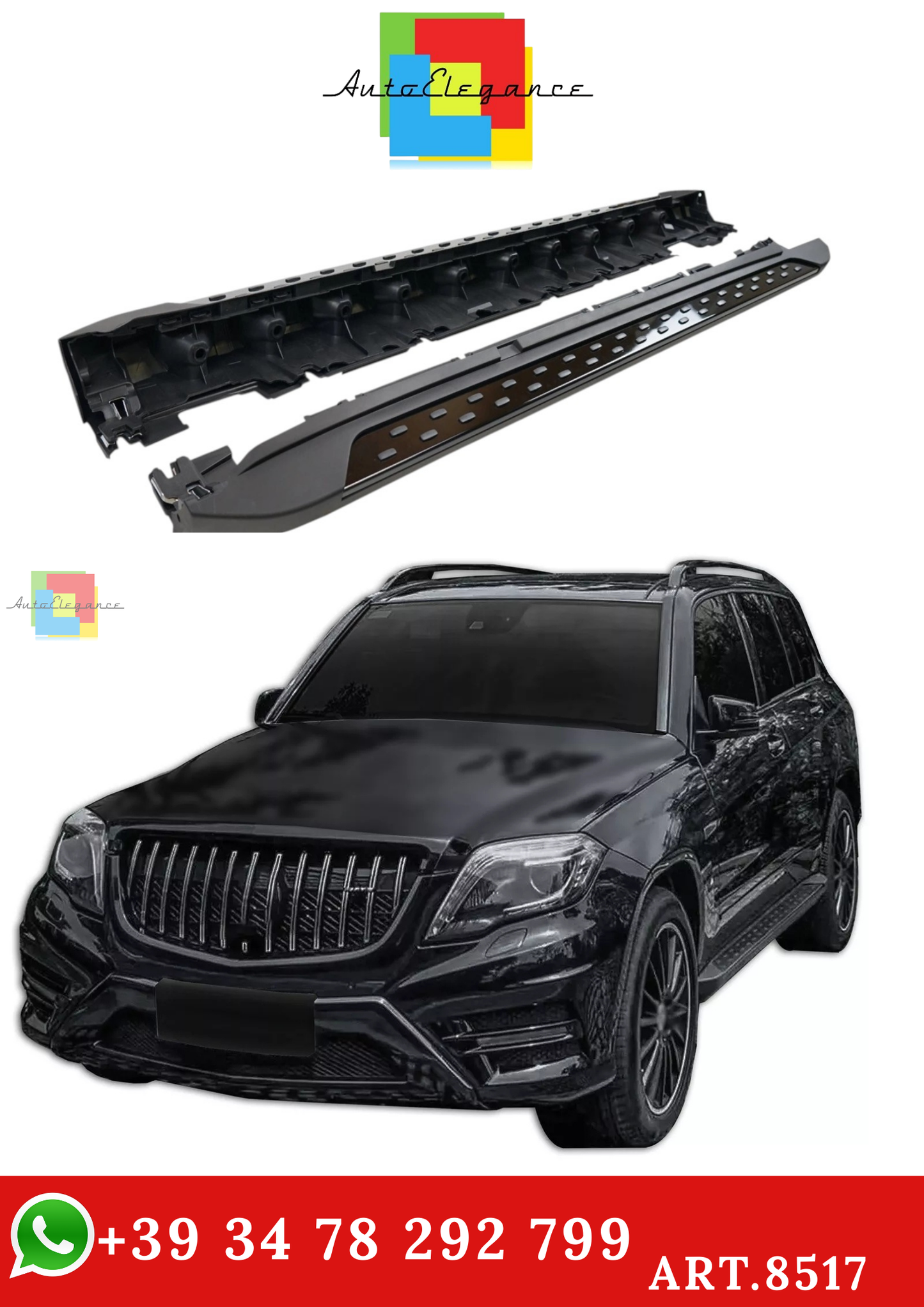 🔥ART.8517 PEDANE LATERALE SOTTOPORTA PER MERCEDES GLK X204 2009-2016 NERO🔥