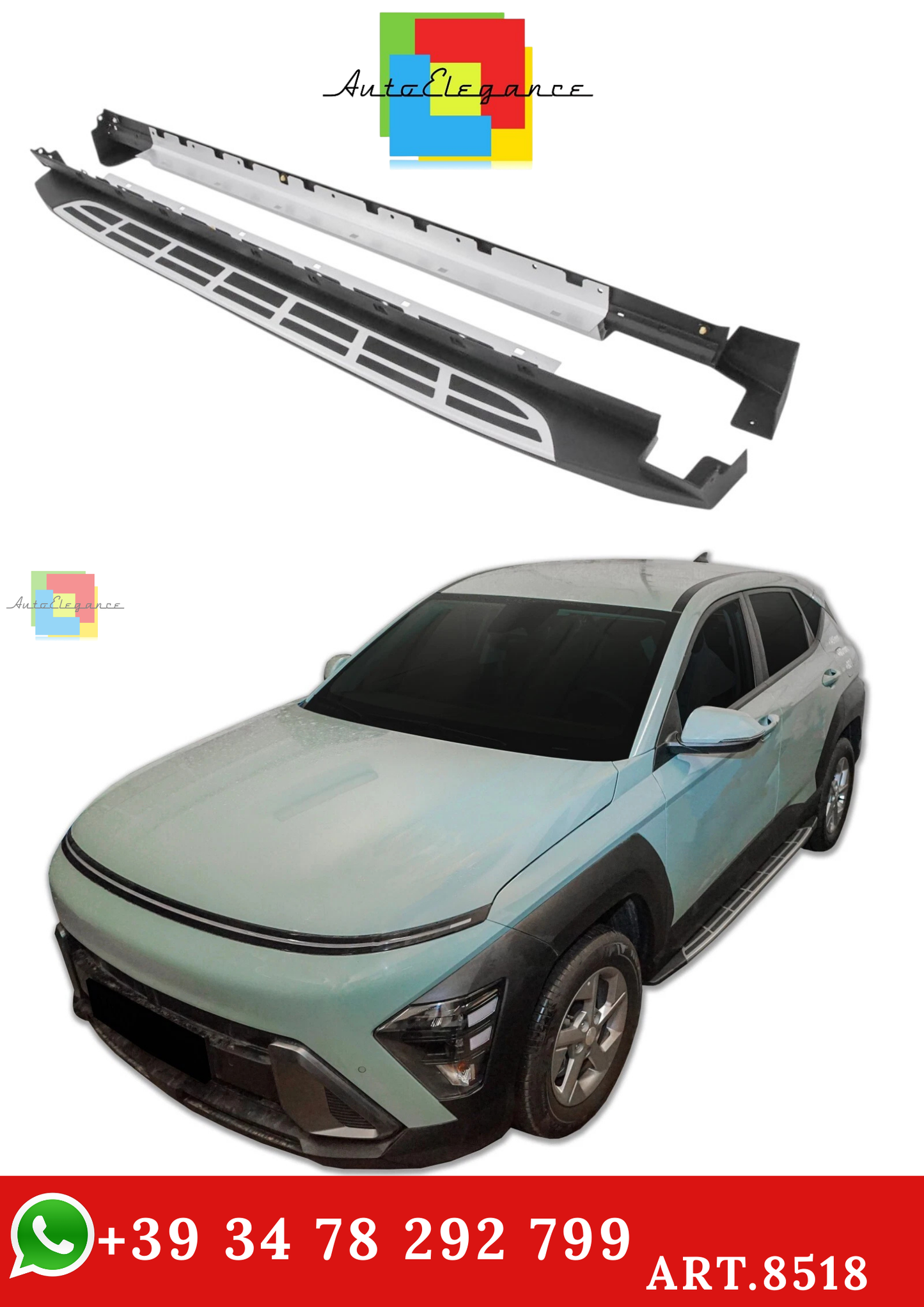 🔥ART.8518 PEDANE LATERALE SOTTOPORTA PER HYUNDAI KONA DAL 2024🔥