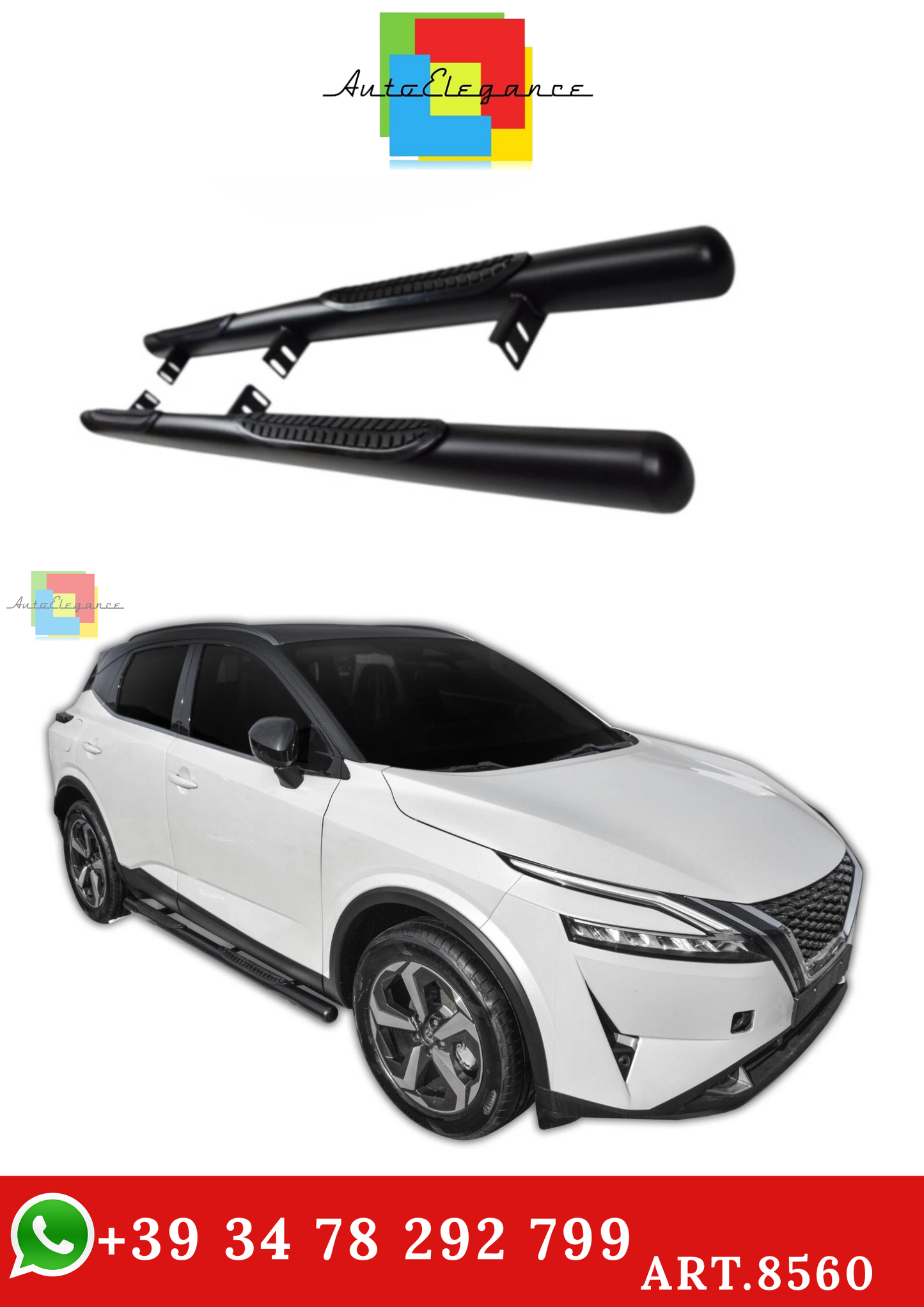 🔥ART.8560 BARRE LATERALI PEDANE INOX NISSAN QASHQAI J12 DAL 2021 NERO🔥