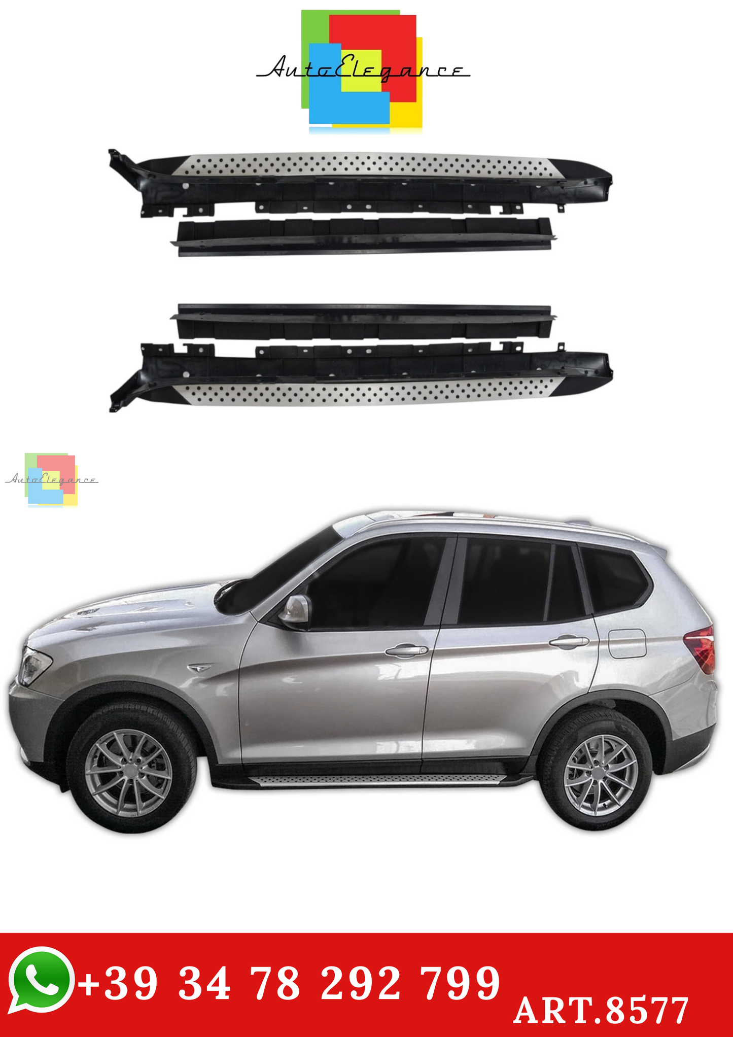 🔥ART.8577 PEDANE LATERALE SOTTOPORTA PER BMW X3 F25 2011-2018🔥