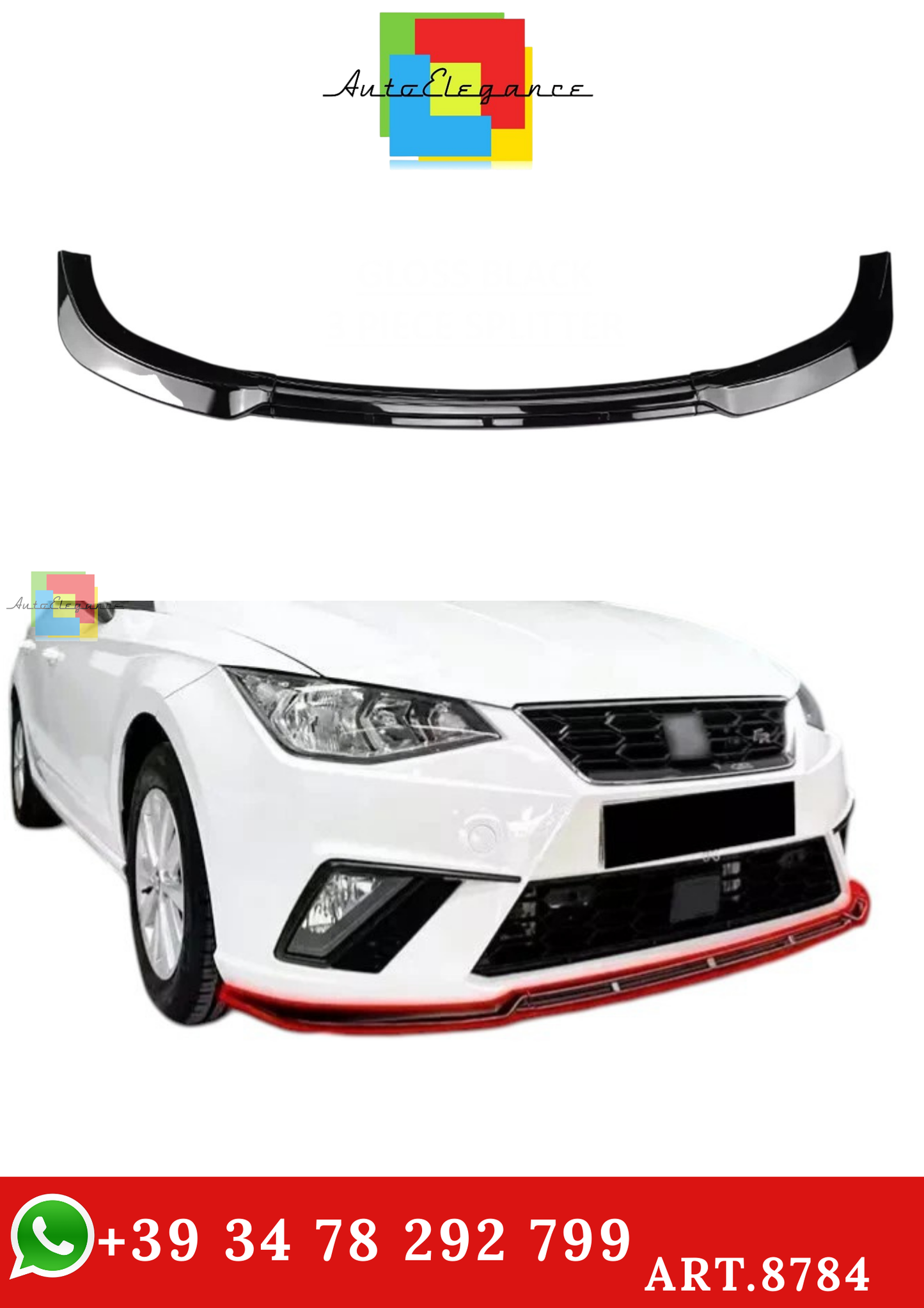 🔥ART.8784 SPLITTER ANTERIORE NERO LUCIDO SEAT IBIZA 5DR MK5 6F ALA 2018+🔥