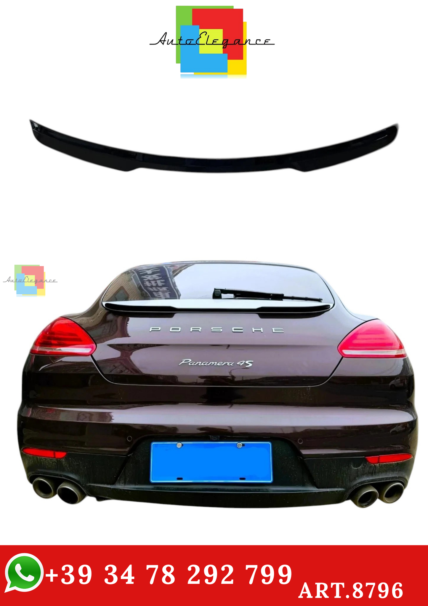 🔥ART.8796 SPOILER CORPO PER PORSCHE PANAMERA 970 POSTERIORE NERO LUCIDO 13-16🔥