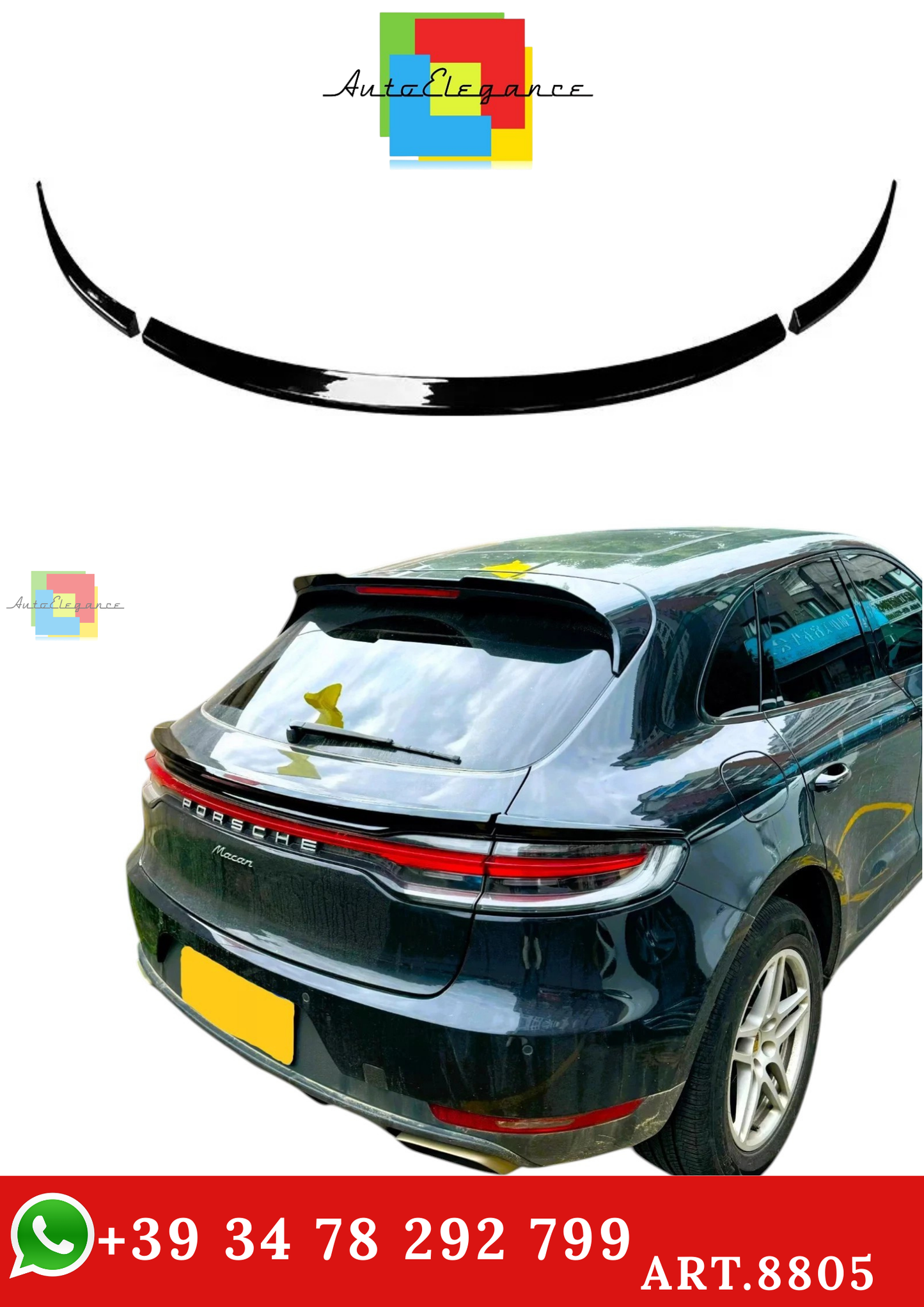 🔥ART.8805 SPOILER ALA POSTERIORE PER PORSCHR MACAN NERO LUCIDO 2019-2021🔥