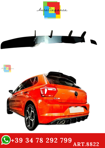 🔥ART.8822 DIFFUSORE LAMA POSTERIORE NERO LUCIDO PER VW POLO MK6 AW GTI R LINE🔥