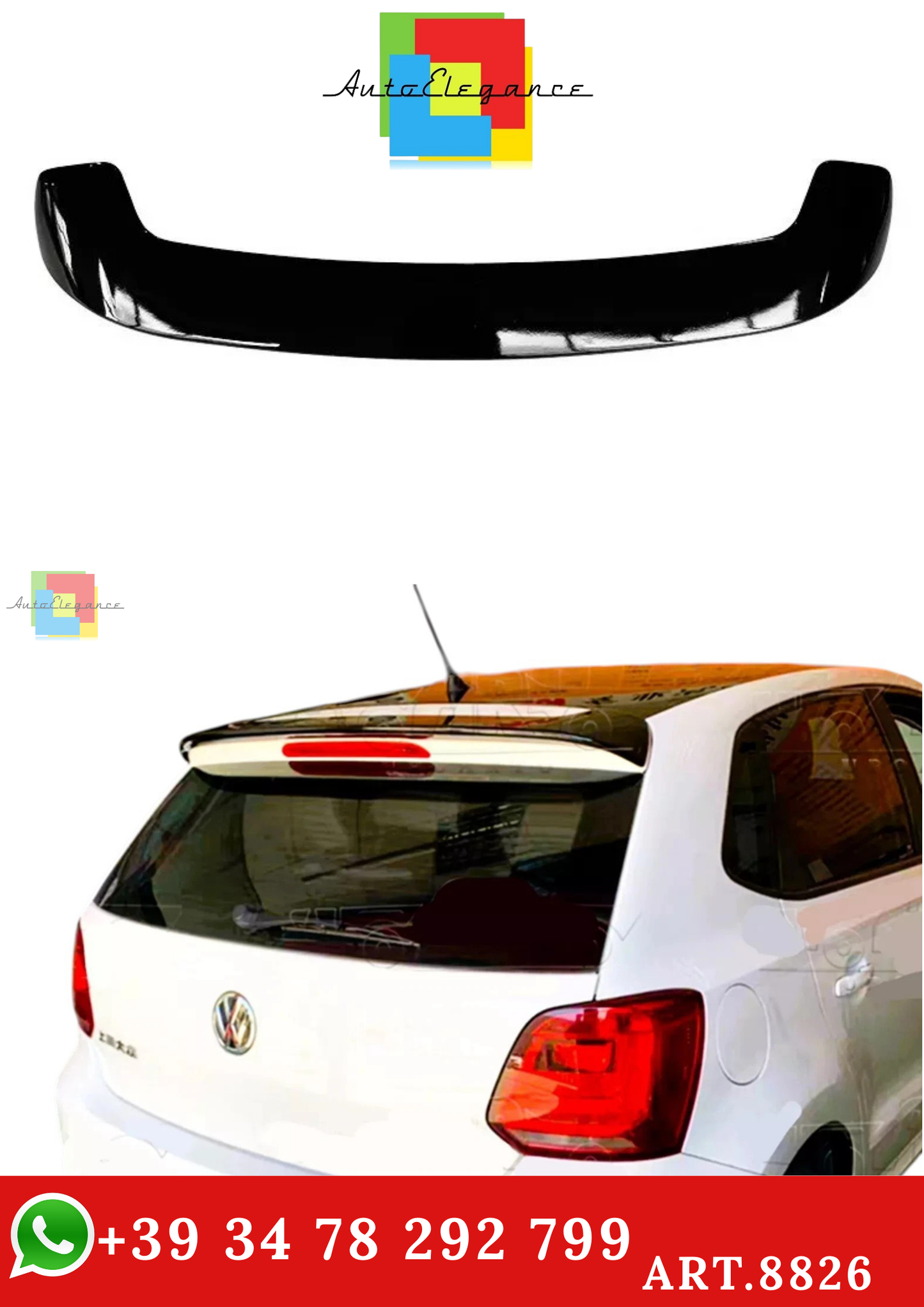 🔥ART.8826 SPOILER PER VW POLO MK5 6R 6C GTI R POSTERIORE NERO LUCIDO🔥