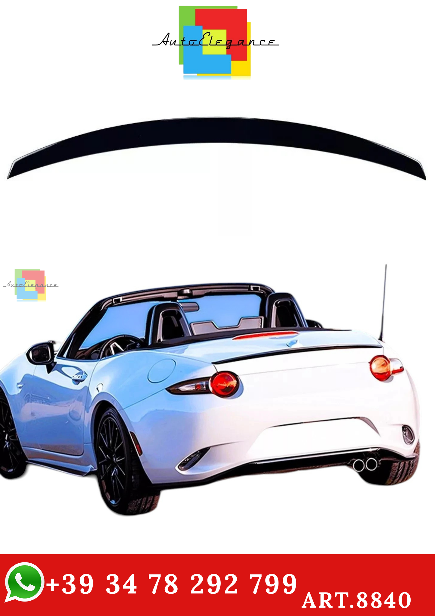 🔥ART.8840 SPOILER STIVALE POSTERIORE NERO LUCIDO ADATTO PER MAZDA MX5 2015+🔥