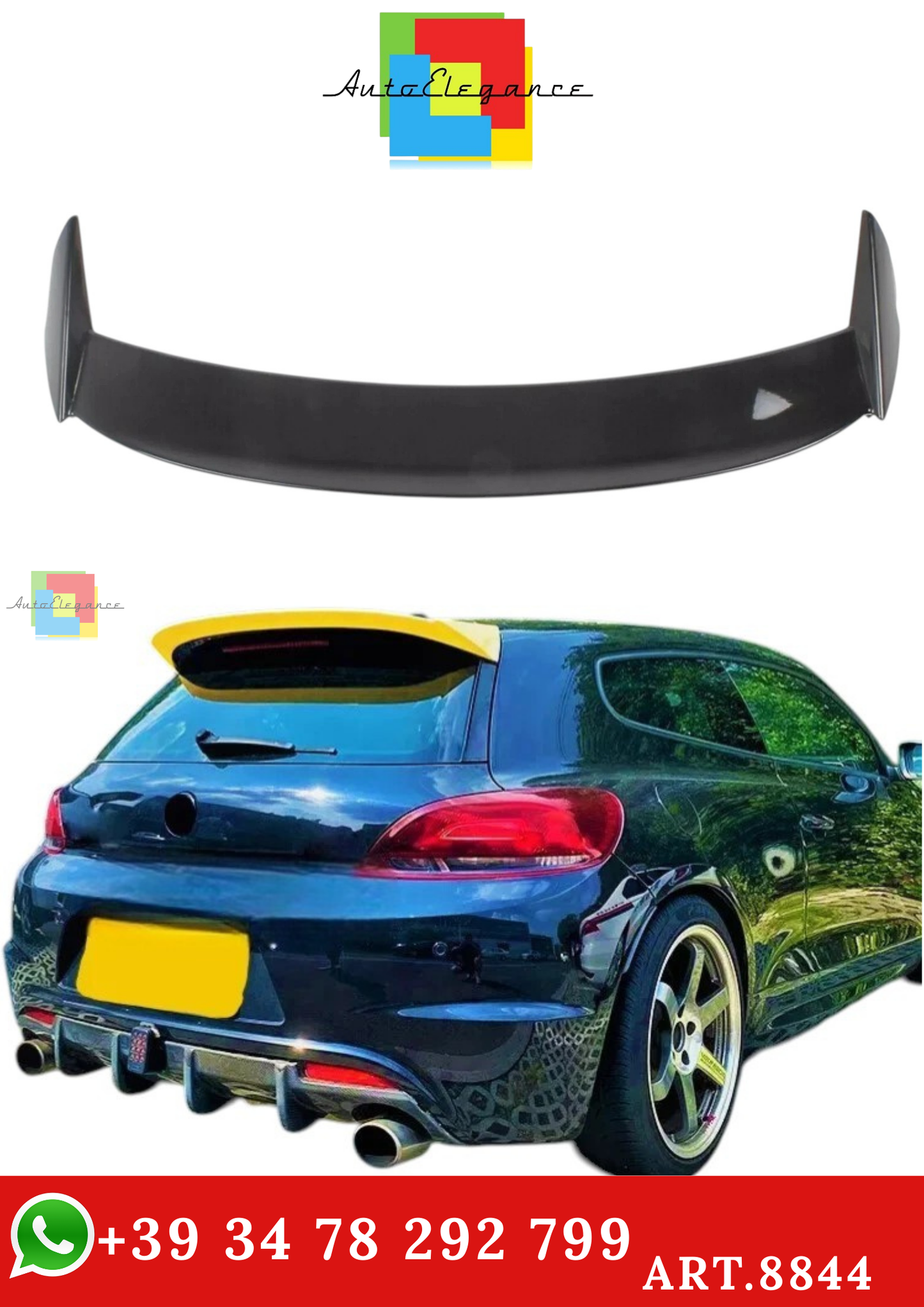 🔥ART.8844 SPOILER POSTERIORE NERO LUCIDO PER VW SCIROCCO TSI TDI R 08-14🔥