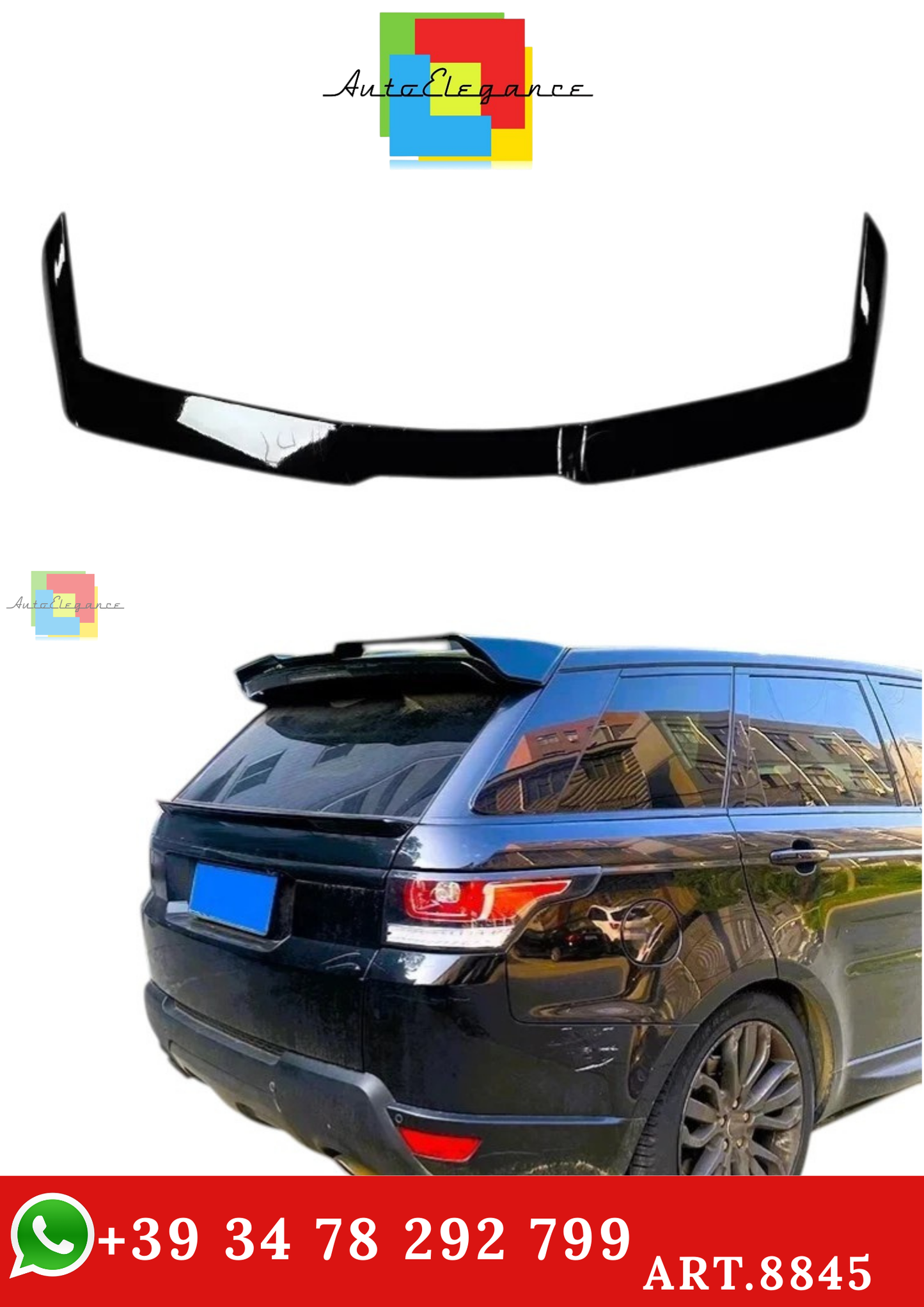 🔥ART.8845 SPOILER POSTERIORE RANGE ROVER SPORT L494 NERO LUCIDO 13-18🔥