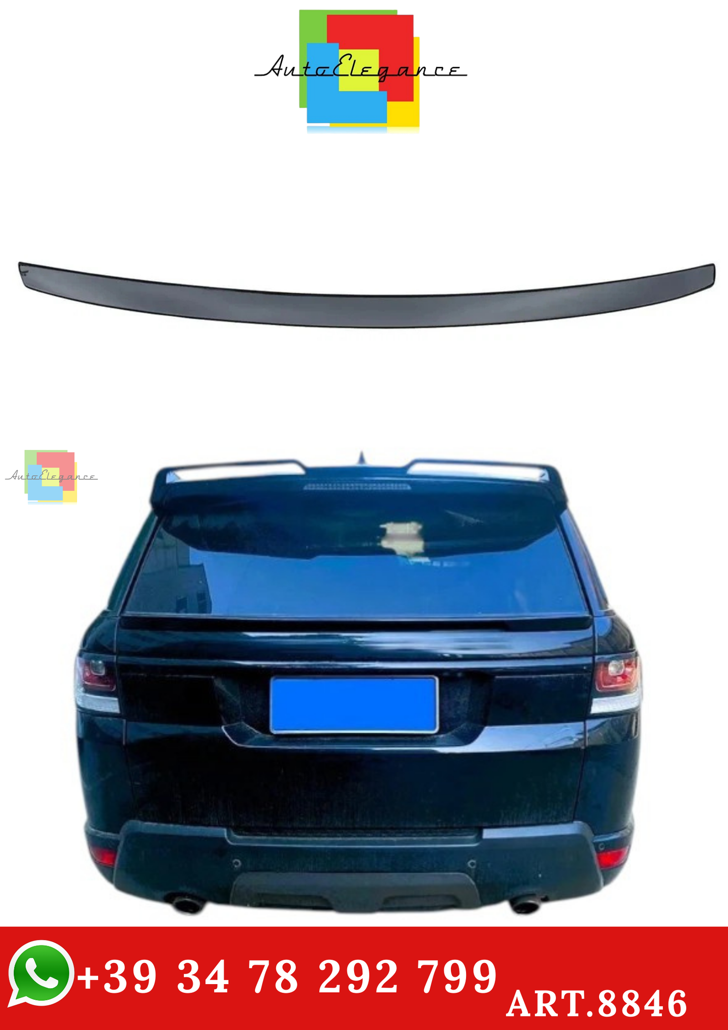 🔥ART.8846 SPOILER POSTERIORE RANGE ROVER SPORT L494 NERO LUCIDO 2013-2018🔥