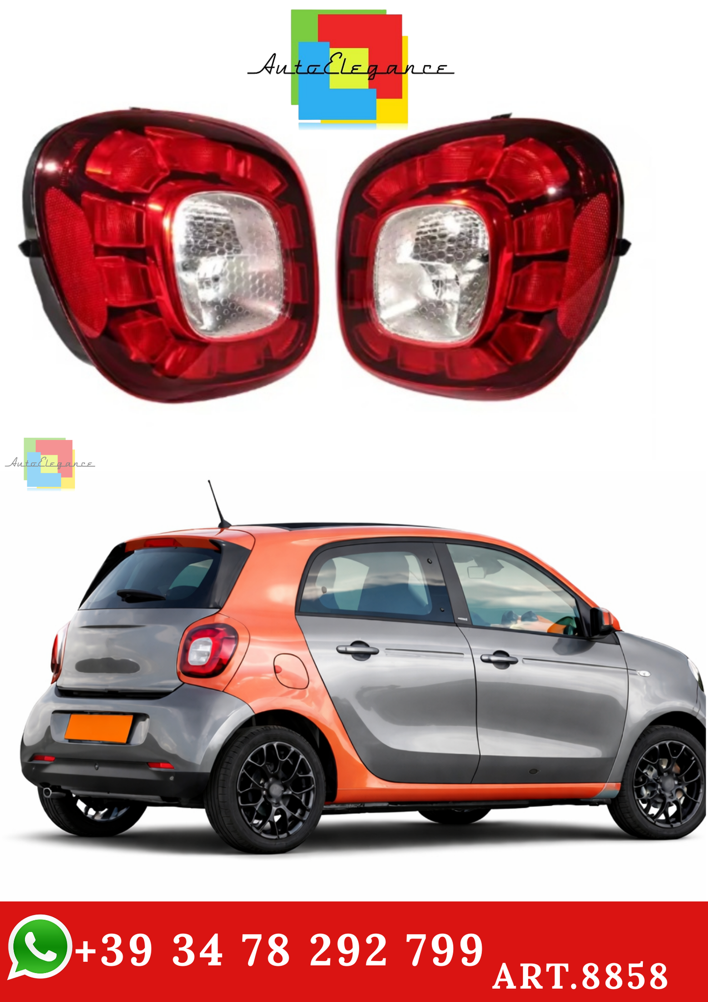 🔥ART.8858 FANALI POSTERIORI SENZA LAMPADINE PER SMART FORFOUR 14- 24🔥