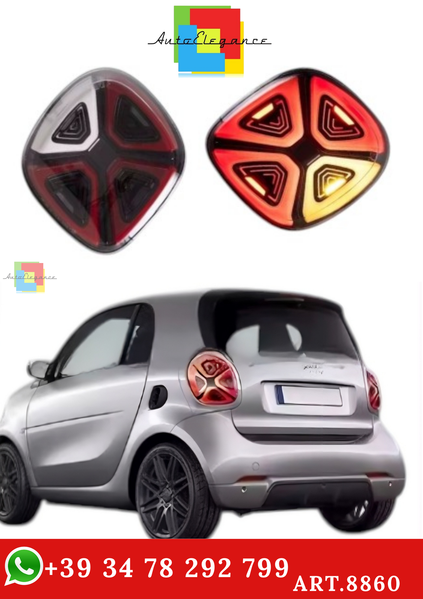 🔥ART.8860 FANALI POSTERIORI A LED PER SMART 453 FORTWO/FORFOUR 14-19🔥
