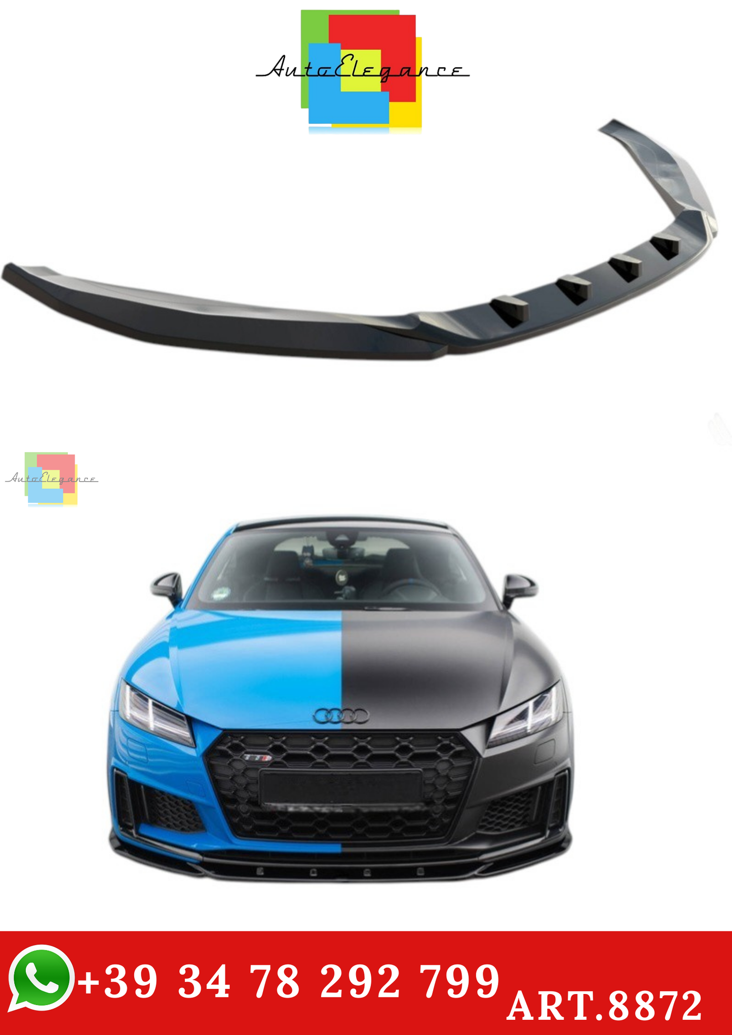 🔥ART.8872 SPLITTER ANTERIORE V.1 ADATTO PER AUDI TT S / TT S-LINE 8S FACELIFT🔥