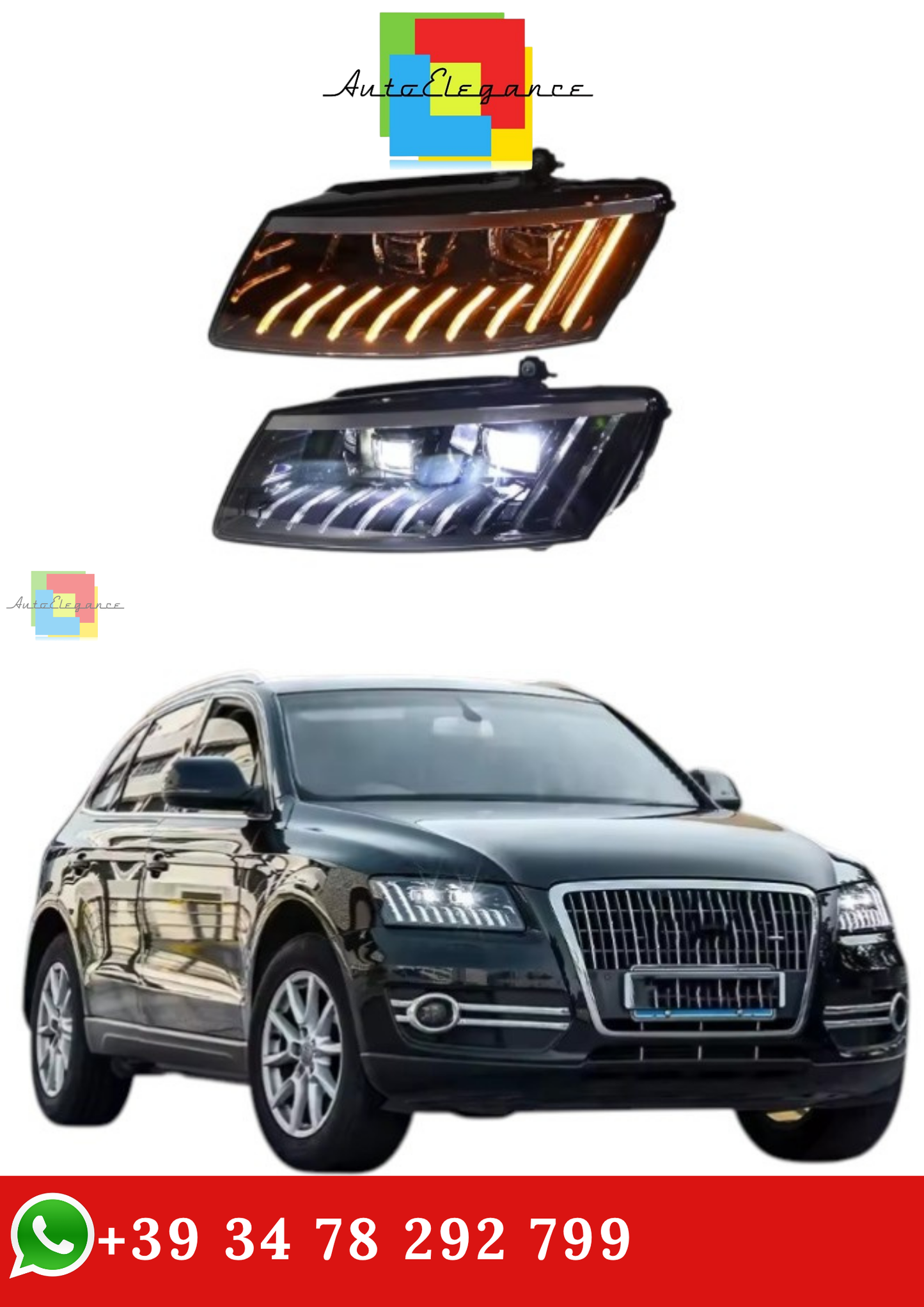 🔥 FARI ANTERIORE a LED PER AUDI Q5 08-18,  LED DRL CON INDICATORI DI DIREZION🔥