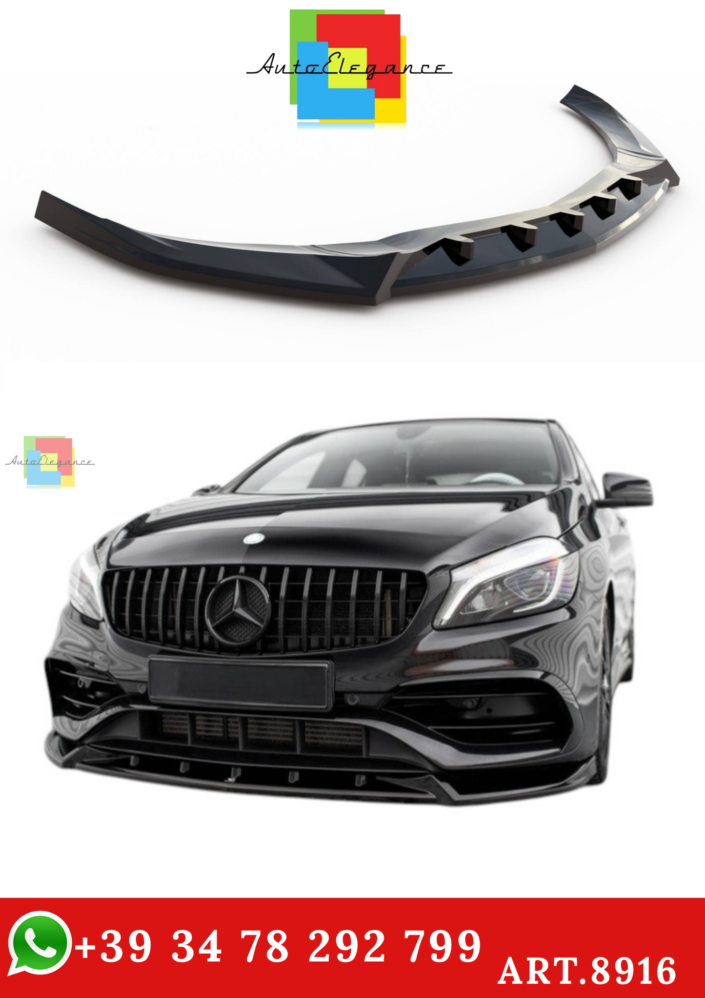 🔥ART.8916 SPLITTER ANTERIORE V.2 MERCEDES-BENZ A AMG-LINE W176 FACELIFT🔥