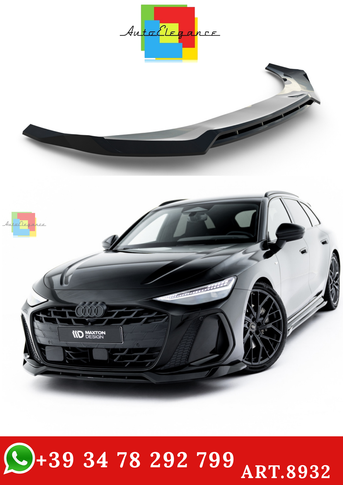 🔥ART.8932 SPLITTER ANTERIORE V.1 ADATTO PER AUDI A6 S-LINE C9🔥