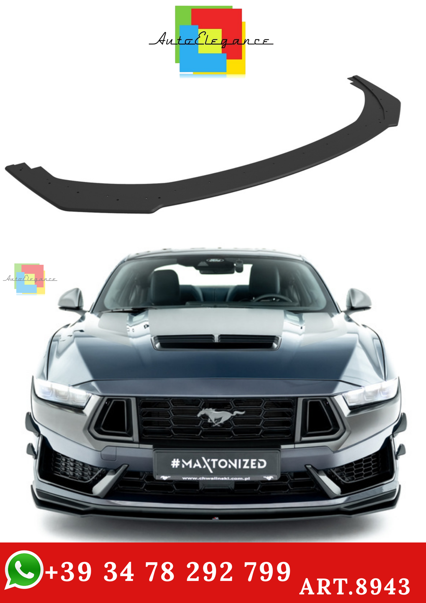 🔥ART.8943 SPLITTER ANTERIORE STREET PRO PER FORD MUSTANG DARK HORSE Mk7🔥