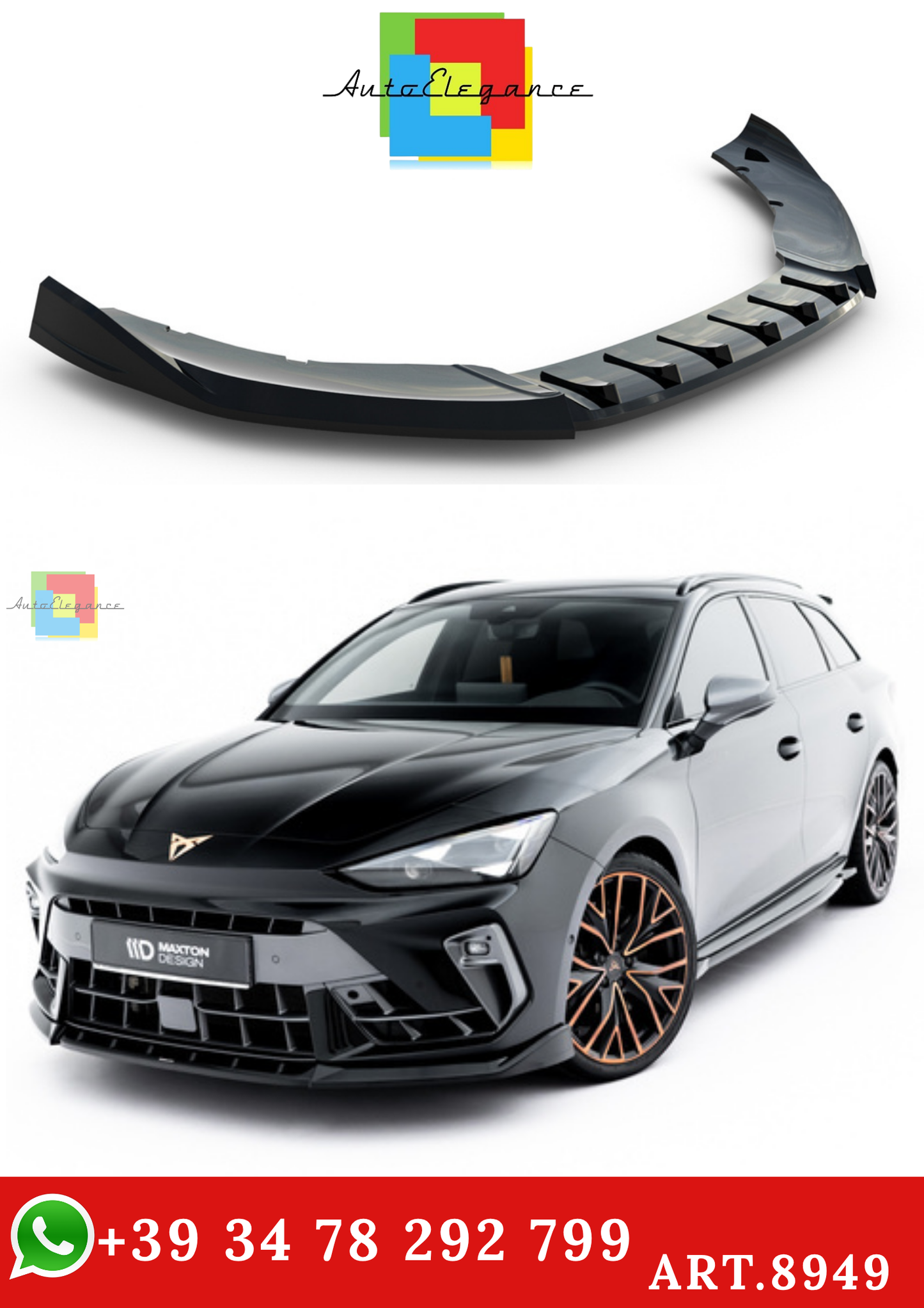 🔥ART.8949 SPLITTER ANTERIORE V.1 CUPRA LEON ST / HATCHBACK Mk1 FACELIFT🔥
