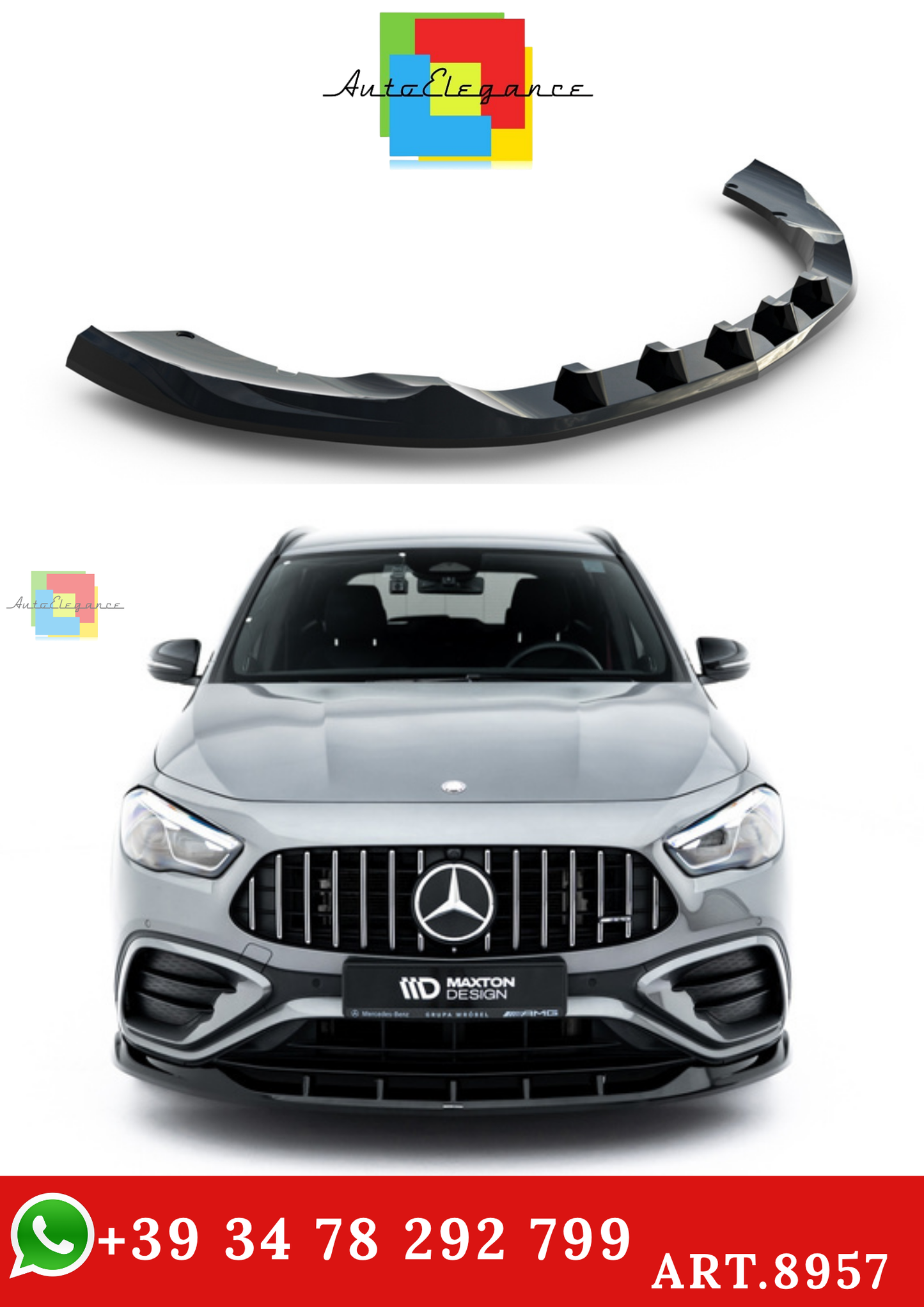 🔥ART.8957 SPLITTER ANTERIORE V.2 MERCEDES-AMG GLA 35 H247 FACELIFT🔥