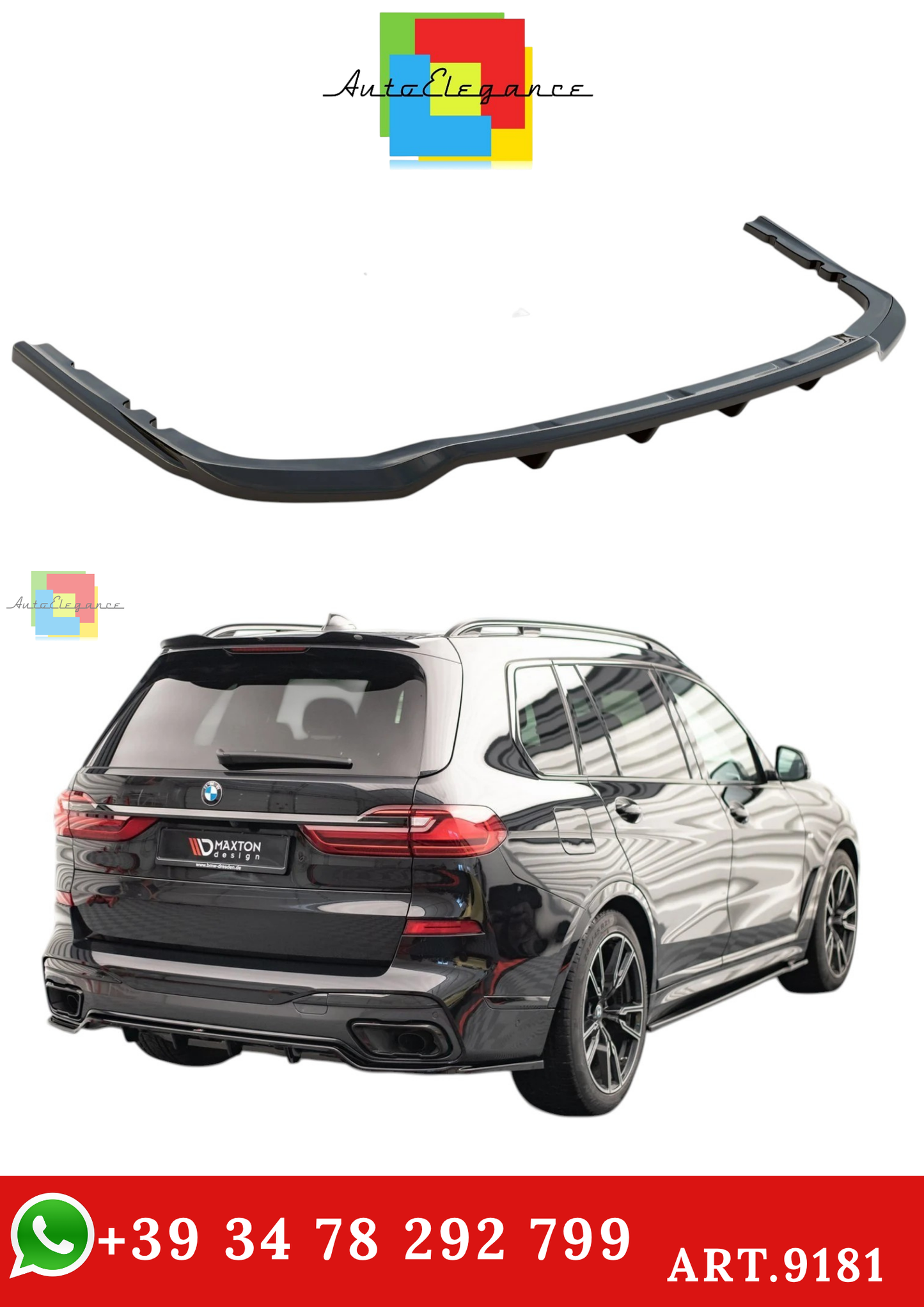 🔥ART.9181 SPLITTER POSTERIORE (CON BARRE VERTICALI) PER BMW X7 M-PACK G07🔥