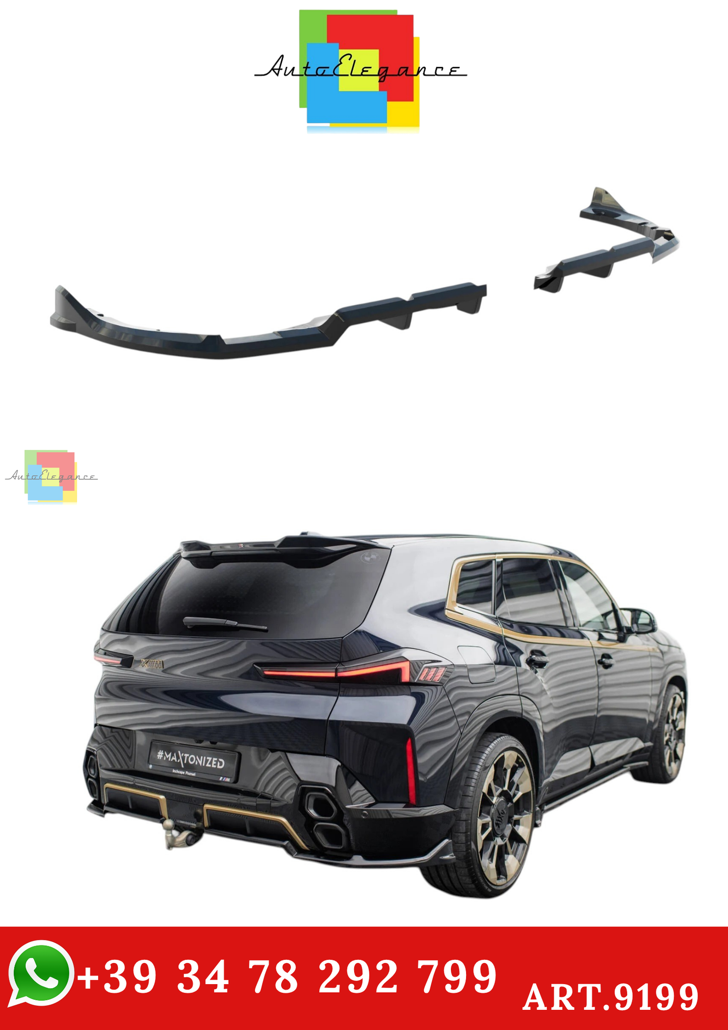 🔥ART.9199 SPLITTER POSTERIORE (CON BARRE VERTICALI) ADATTO PER BMW XM G09🔥