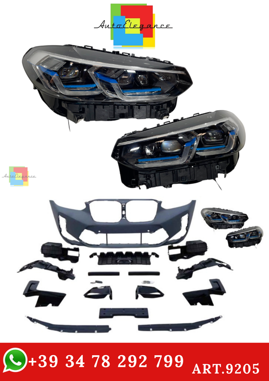 🔥ART.9205 KIT PARAURTI ANTERIORE + FARI BMW G01 X3 /G02 X4 17-21 LOOK X3M LCI🔥
