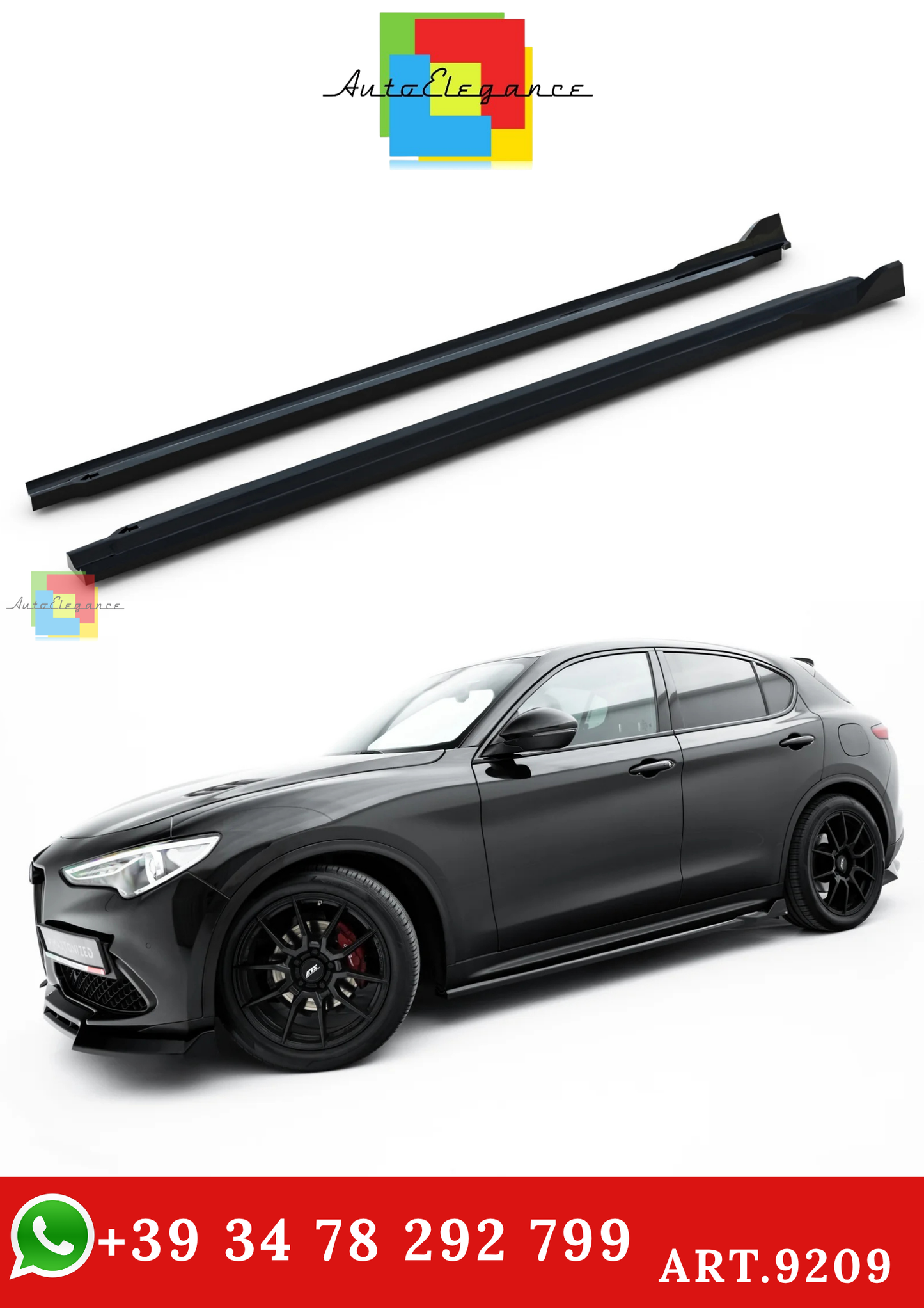 🔥ART.9209 MINIGONNE LATERALI CON DIFFUSORI V.2 PER ALFA ROMEO STELVIO Mk1🔥