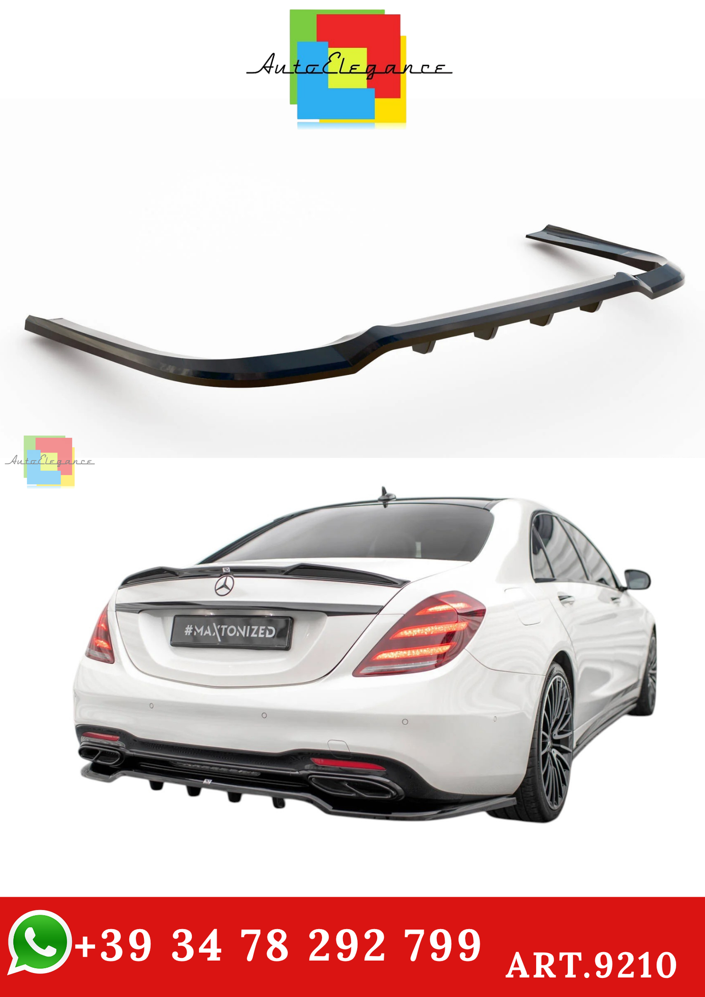 🔥ART.9210 SPLITTER POSTERIORE PER MERCEDES-BENZ S AMG-LINE W222 FACELIFT🔥