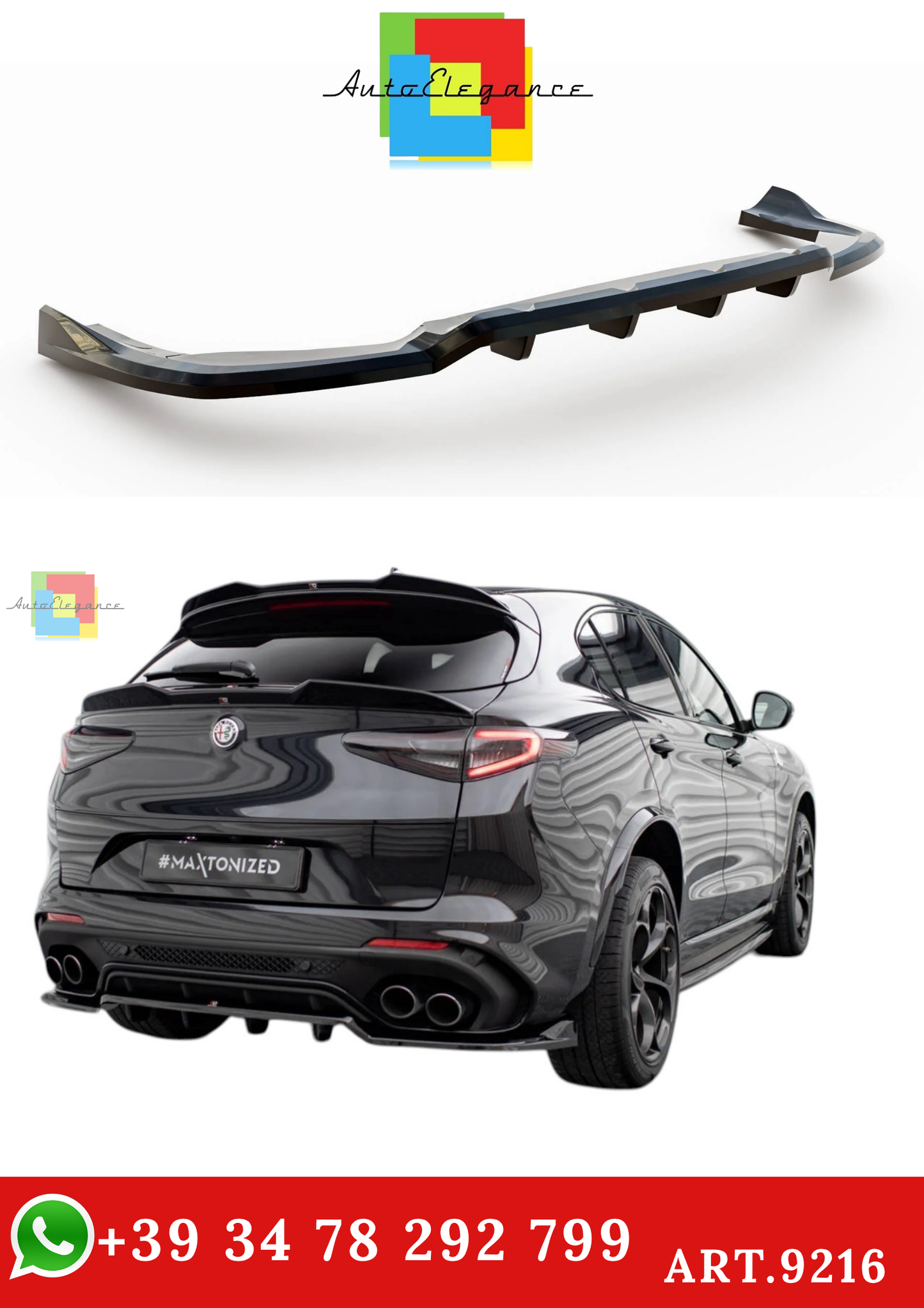 🔥ART.9216 SPLITTER POSTERIORE ALFA ROMEO STELVIO QUADRIFOGLIO Mk1🔥
