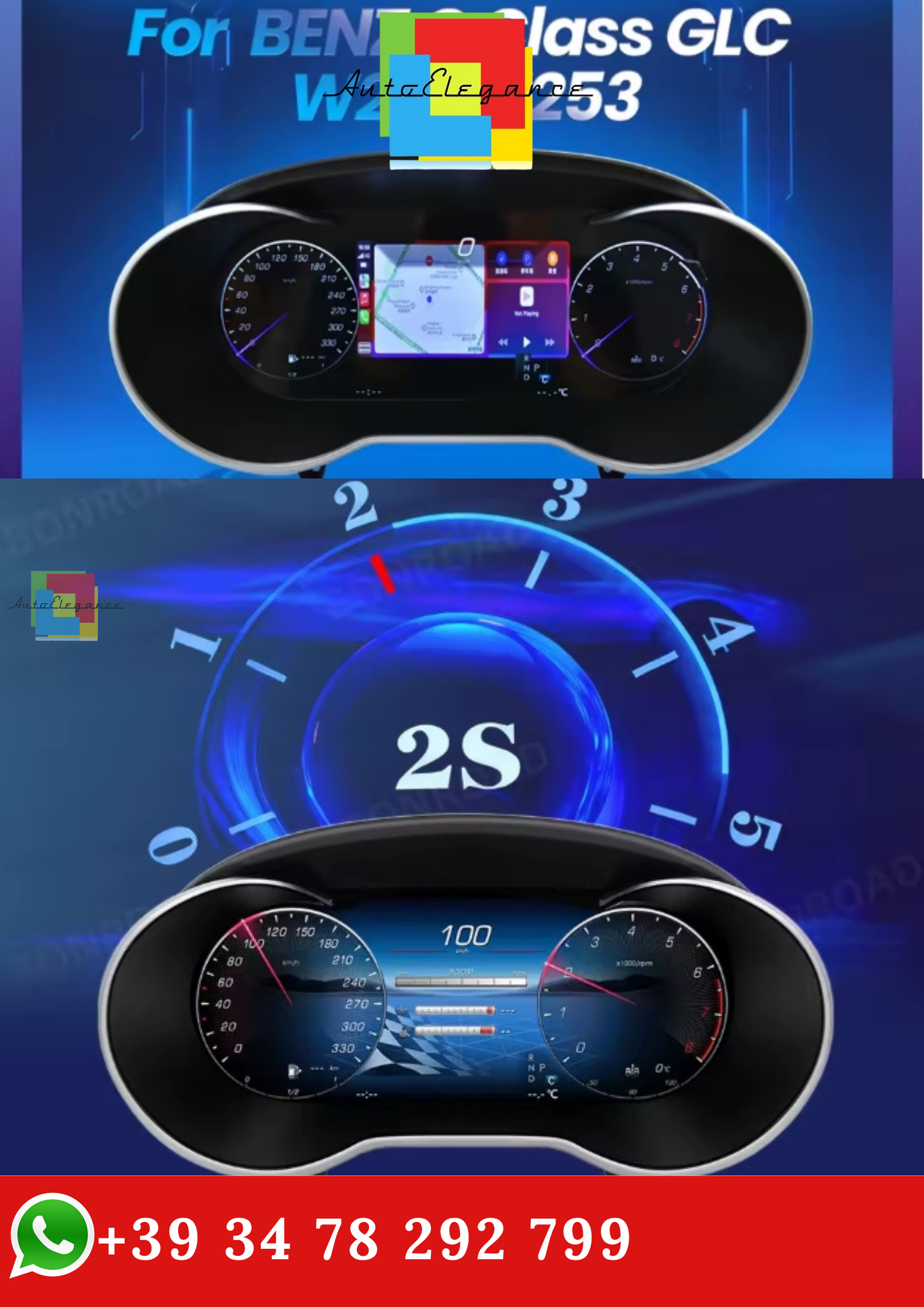 🔥PANNELLO TACHIMETRO PER MERCEDES C W205 DIGUTALE LCD BONROAD 12,3" 1920*720🔥