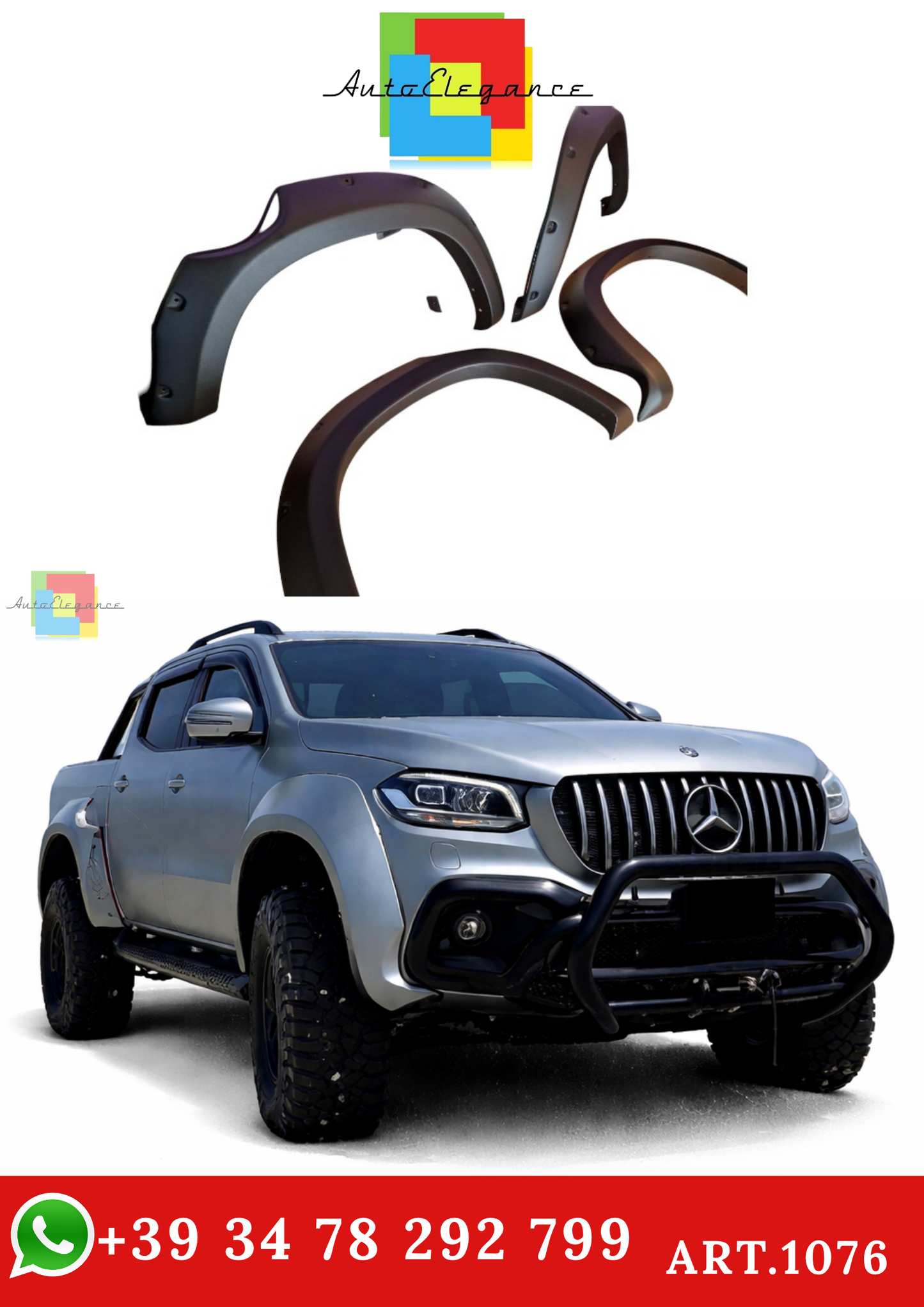 🔥ART. 1076 PARAFANGHI ADATTO PER MERCEDES CLASSE X W470 2017+ NERO OPACO🔥