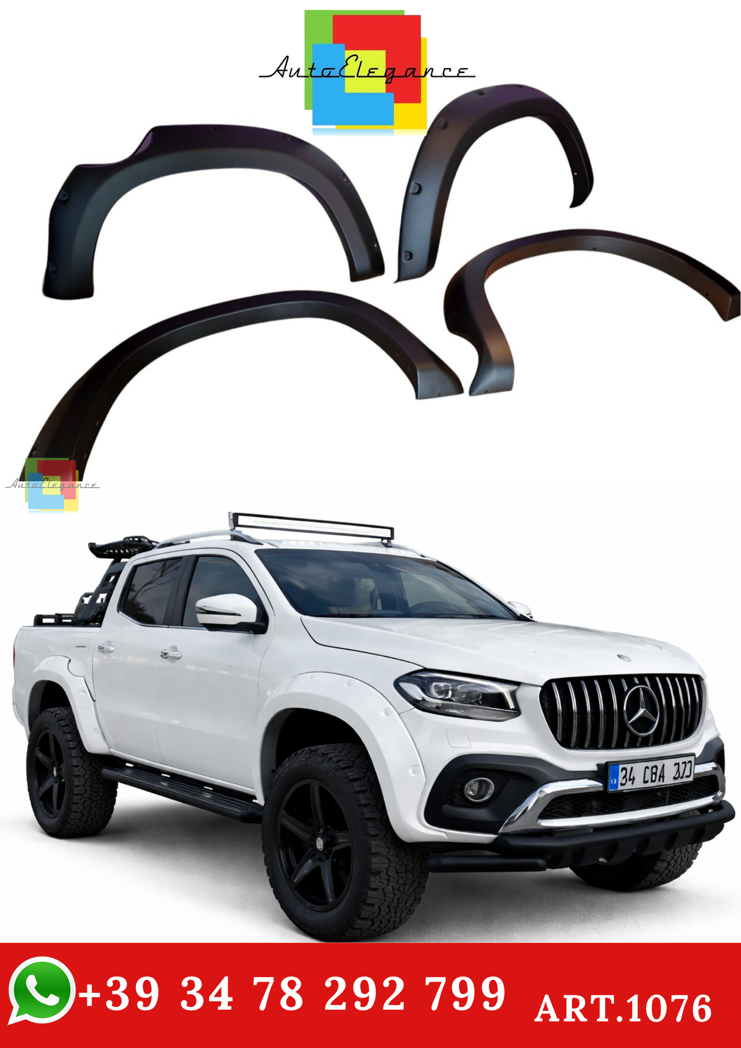 🔥ART. 1076 PARAFANGHI ADATTO PER MERCEDES CLASSE X W470 2017+ NERO OPACO🔥