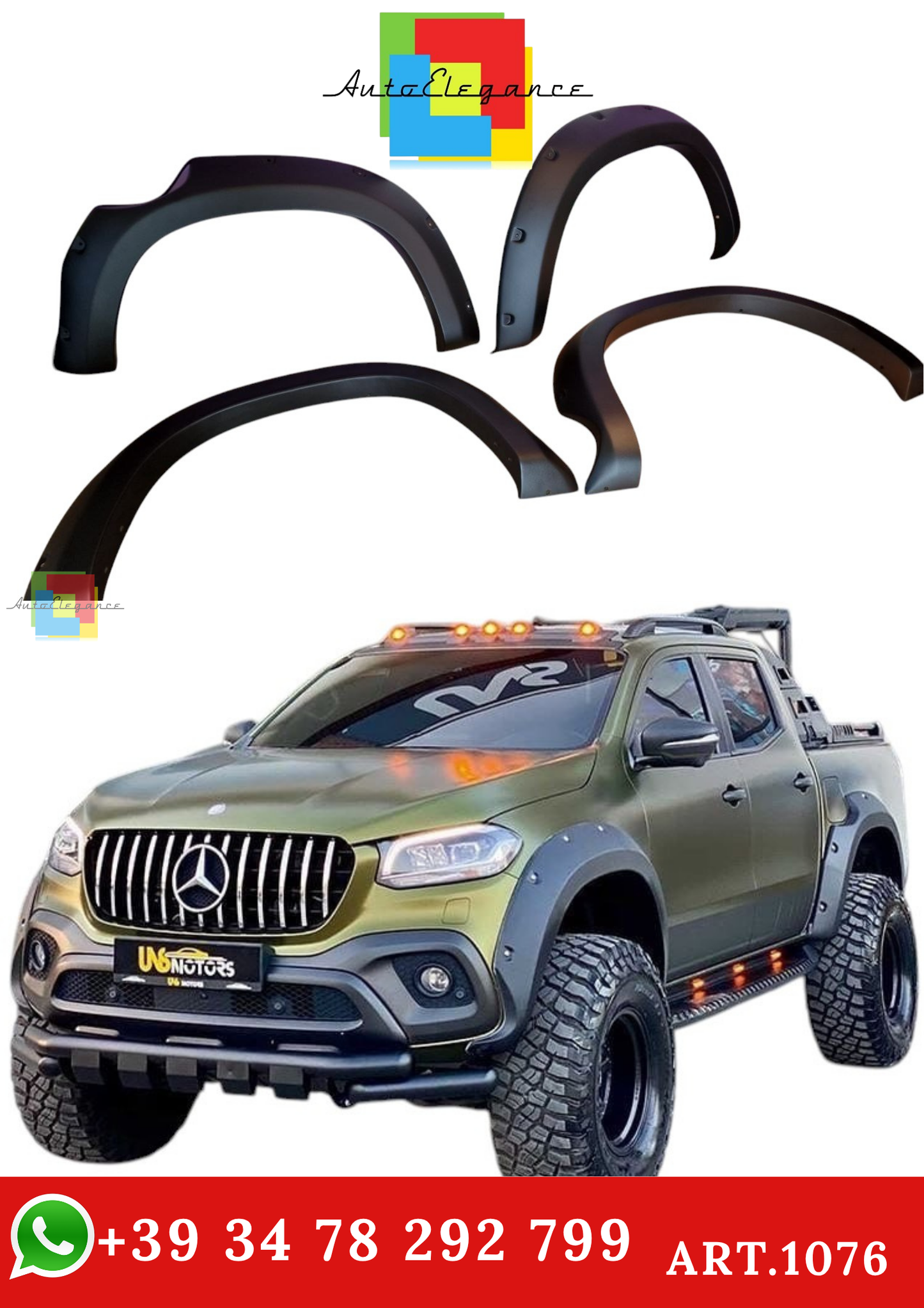 🔥ART. 1076 PARAFANGHI ADATTO PER MERCEDES CLASSE X W470 2017+ NERO OPACO🔥