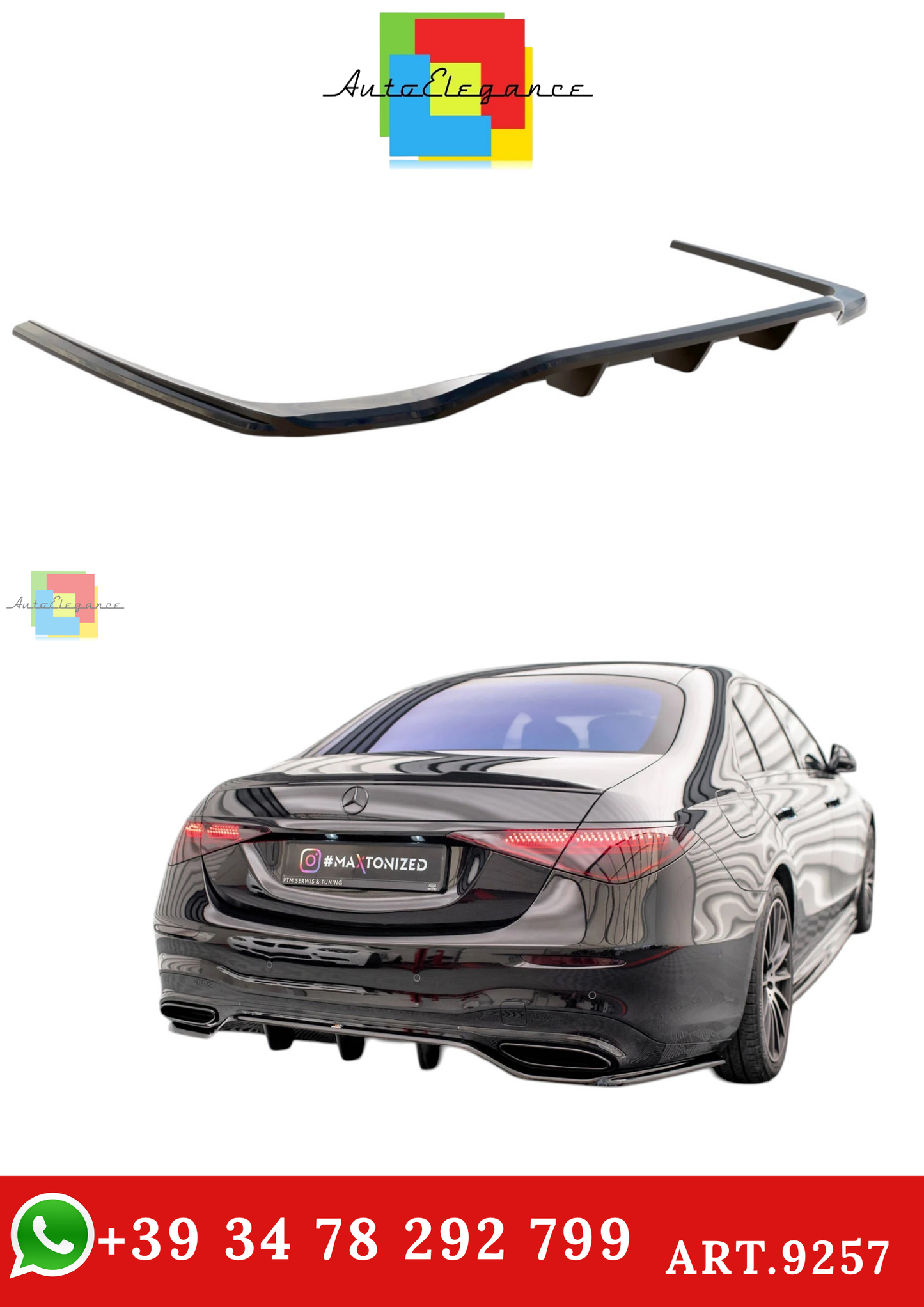 🔥ART.9257 SPLITTER POSTERIORE ADATTO PER MERCEDES-BENZ S AMG-LINE W223🔥